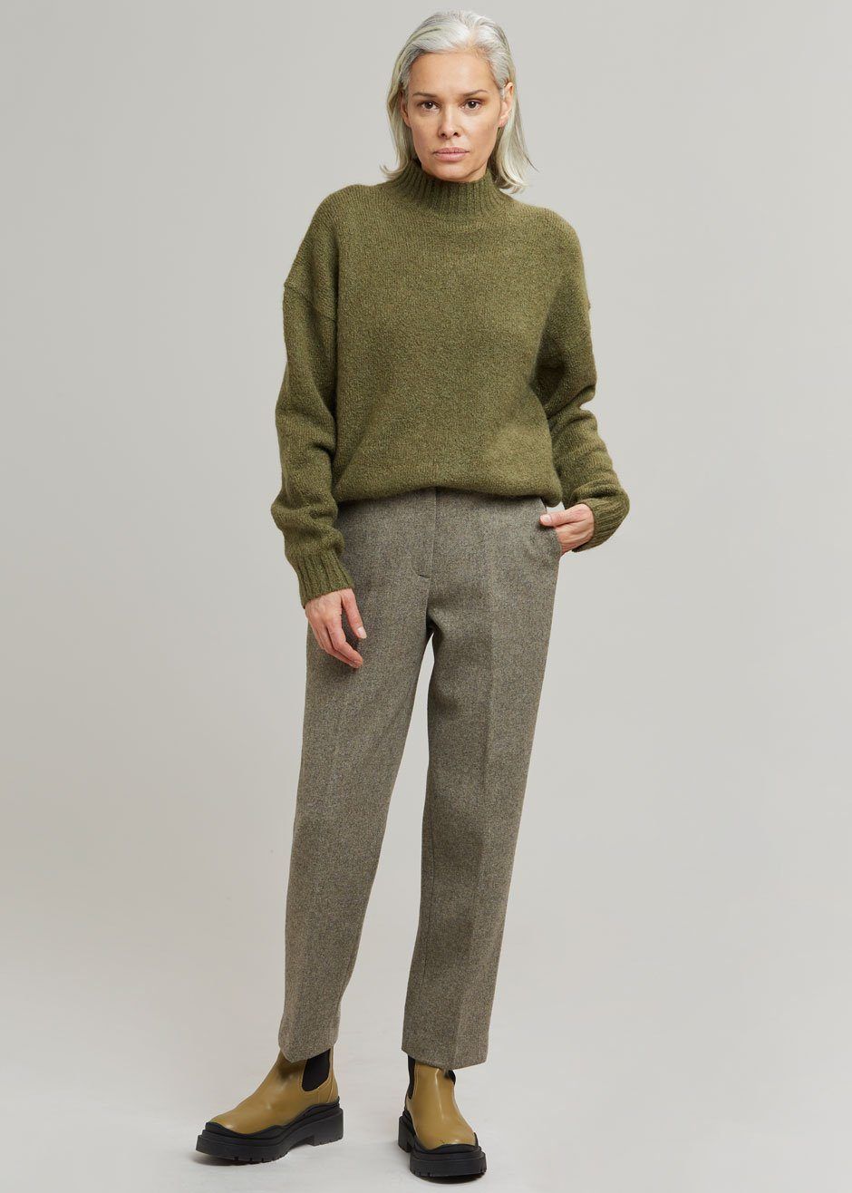 Elan Herringbone Pants - Taupe Melange sold by Frankie Shop