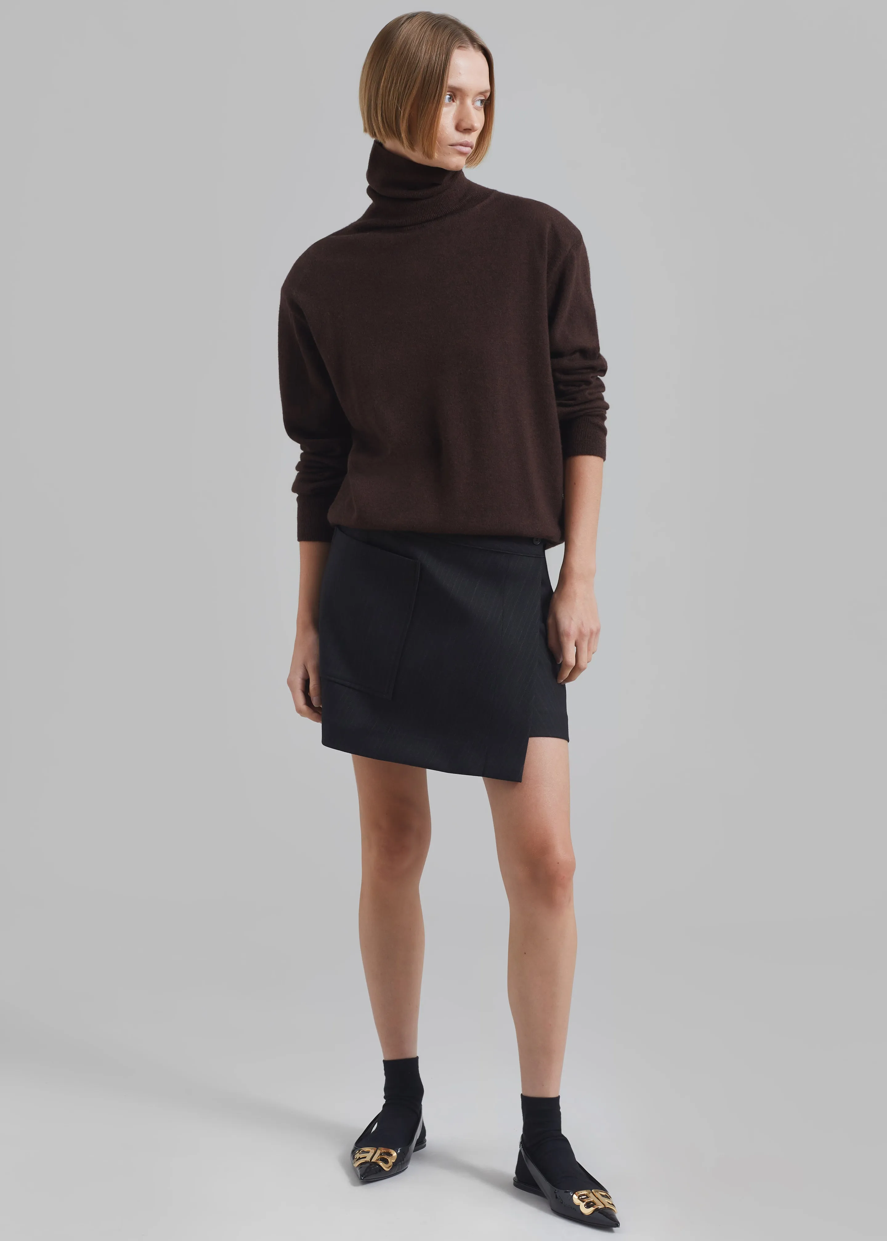 Aris Wrap Mini Skirt - Black Pinstripe sold by Frankie Shop product image thumbnail 2