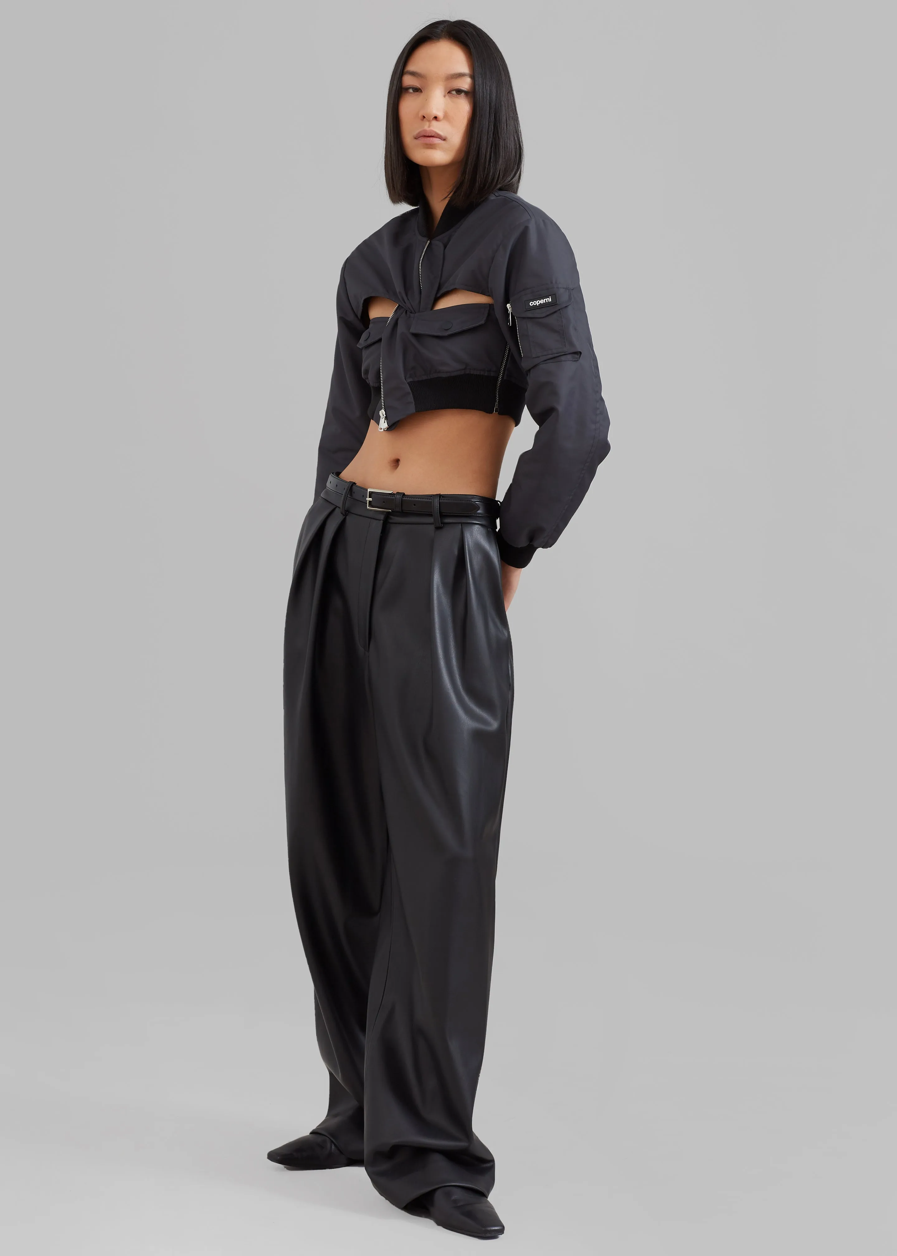 Coperni Cut-Out Cropped Bomber Jacket - Concrete sold by Frankie Shop