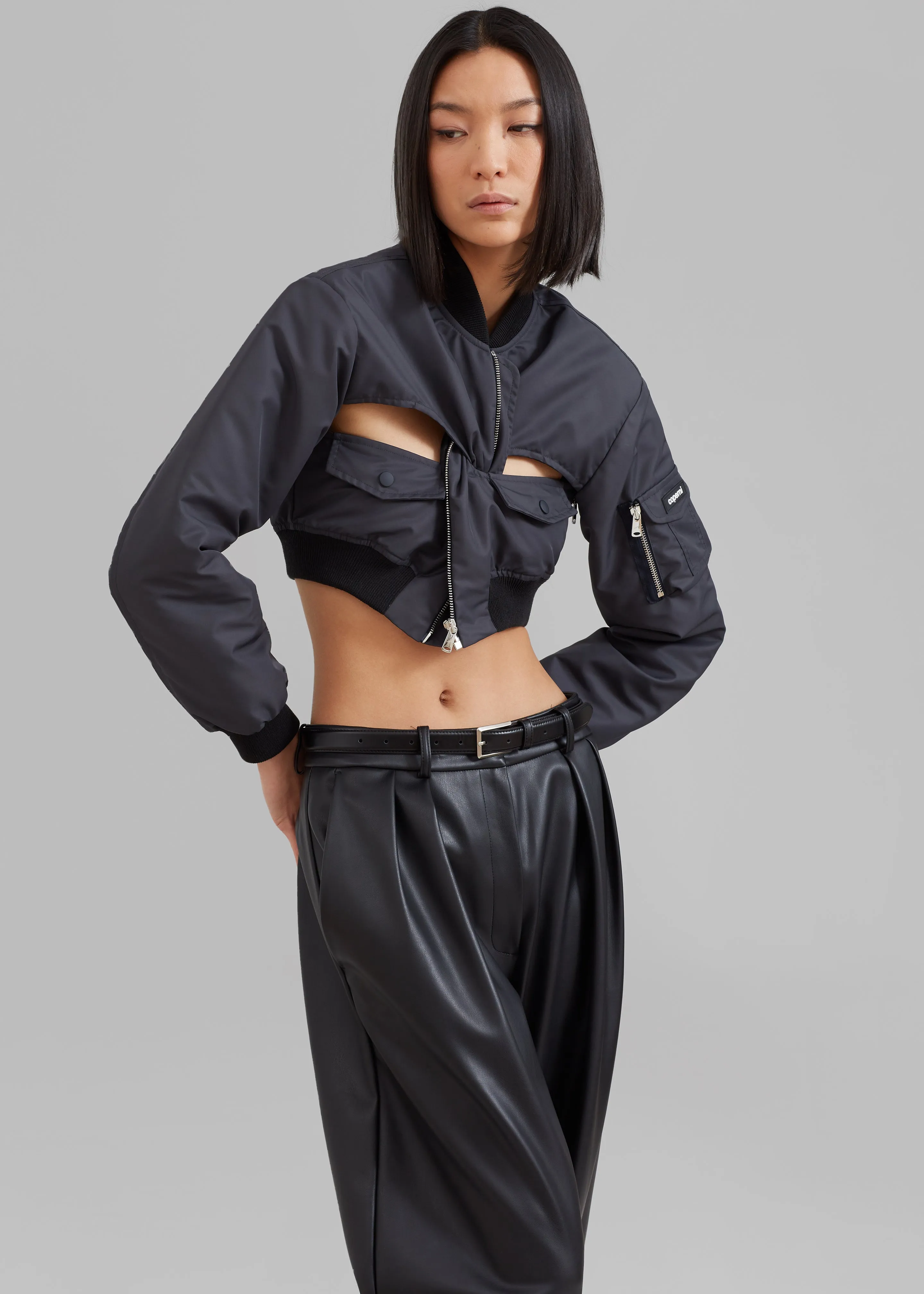 Coperni Cut-Out Cropped Bomber Jacket - Concrete sold by Frankie Shop product image thumbnail 2