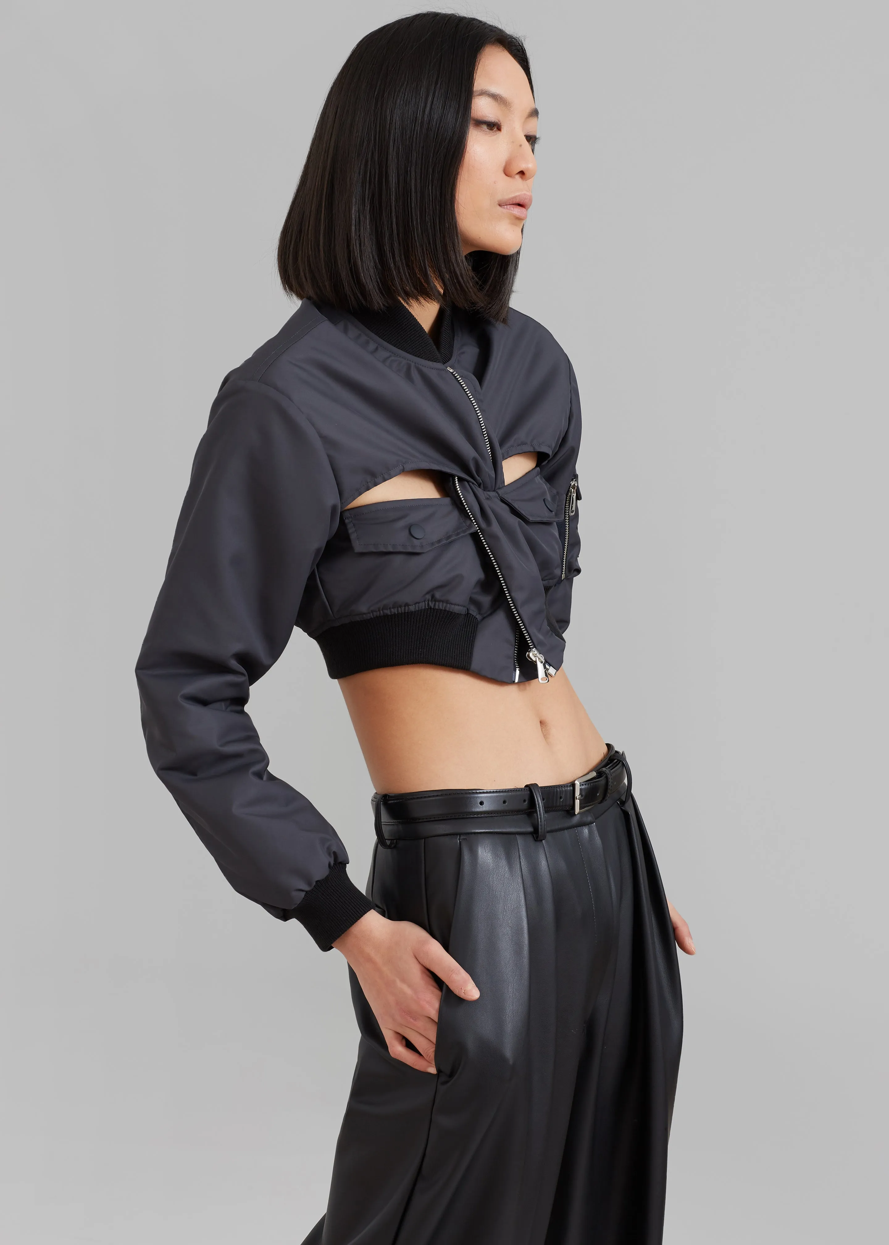 Coperni Cut-Out Cropped Bomber Jacket - Concrete sold by Frankie Shop product image thumbnail 4
