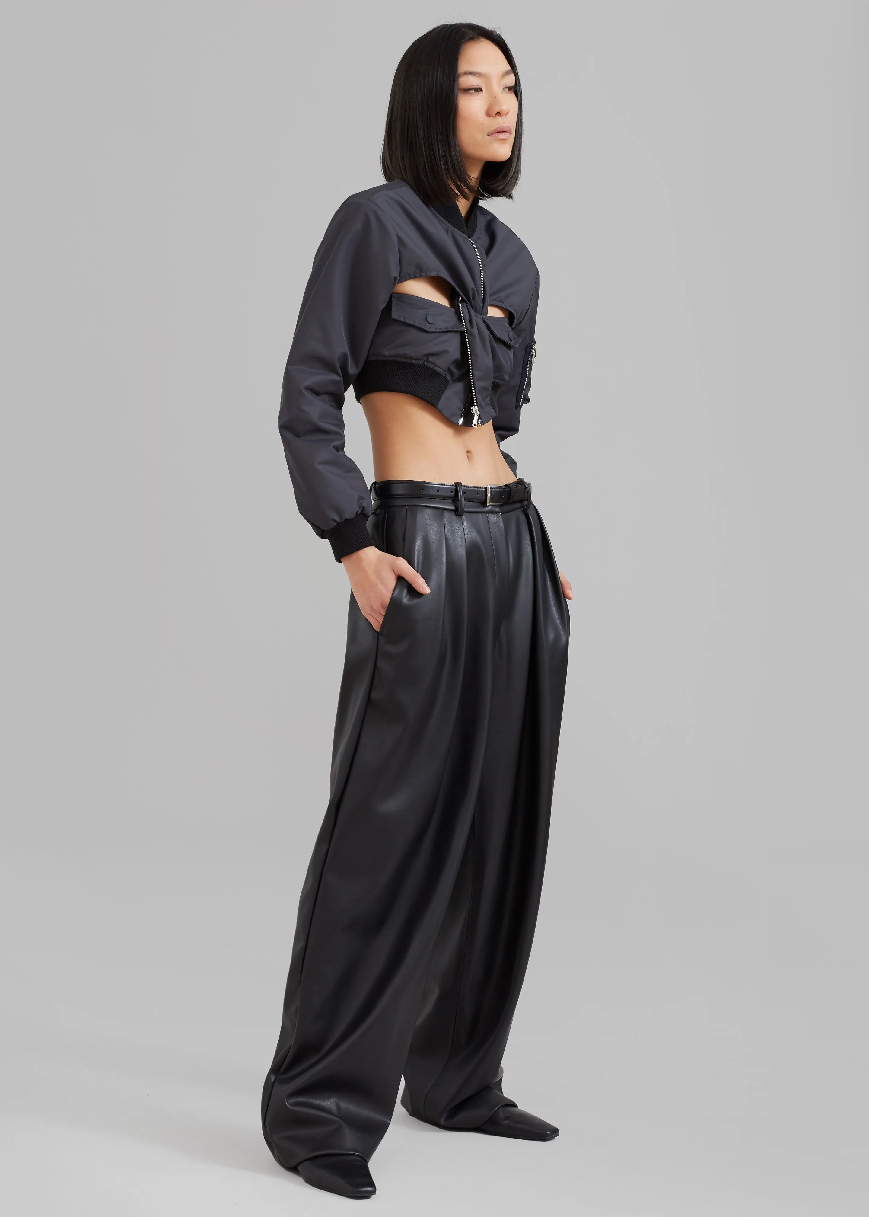 Coperni Cut-Out Cropped Bomber Jacket - Concrete sold by Frankie Shop product image thumbnail 5