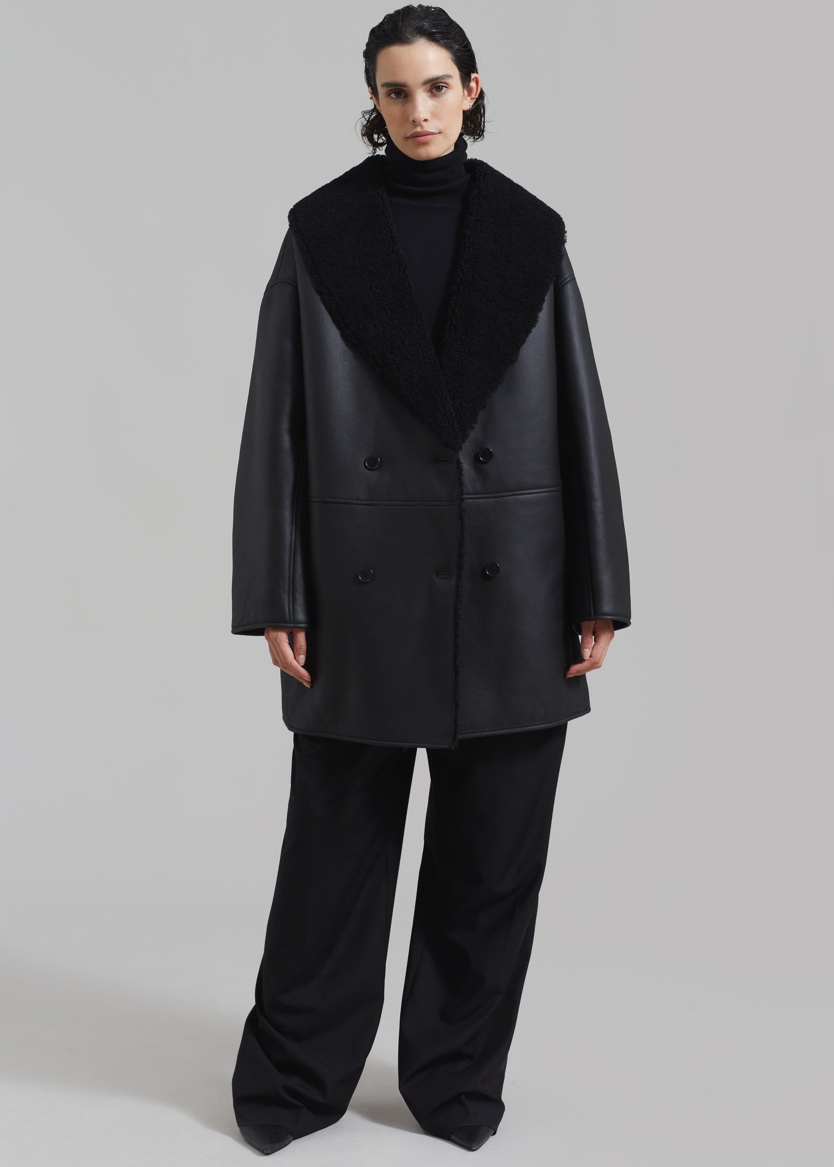 Loulou Studio Namo Shearling Coat - Black sold by Frankie Shop product image thumbnail 4