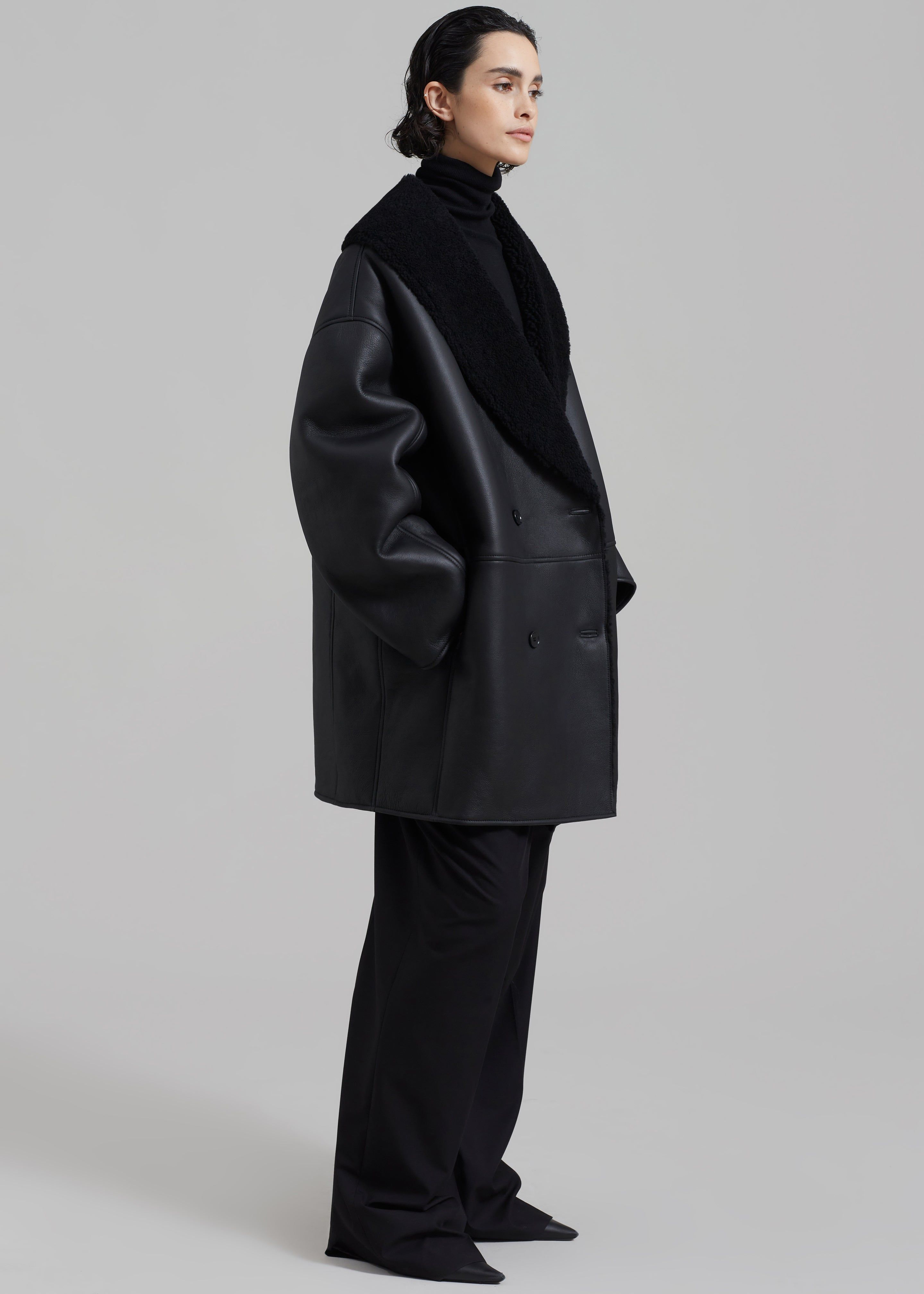 Loulou Studio Namo Shearling Coat - Black | Parallel