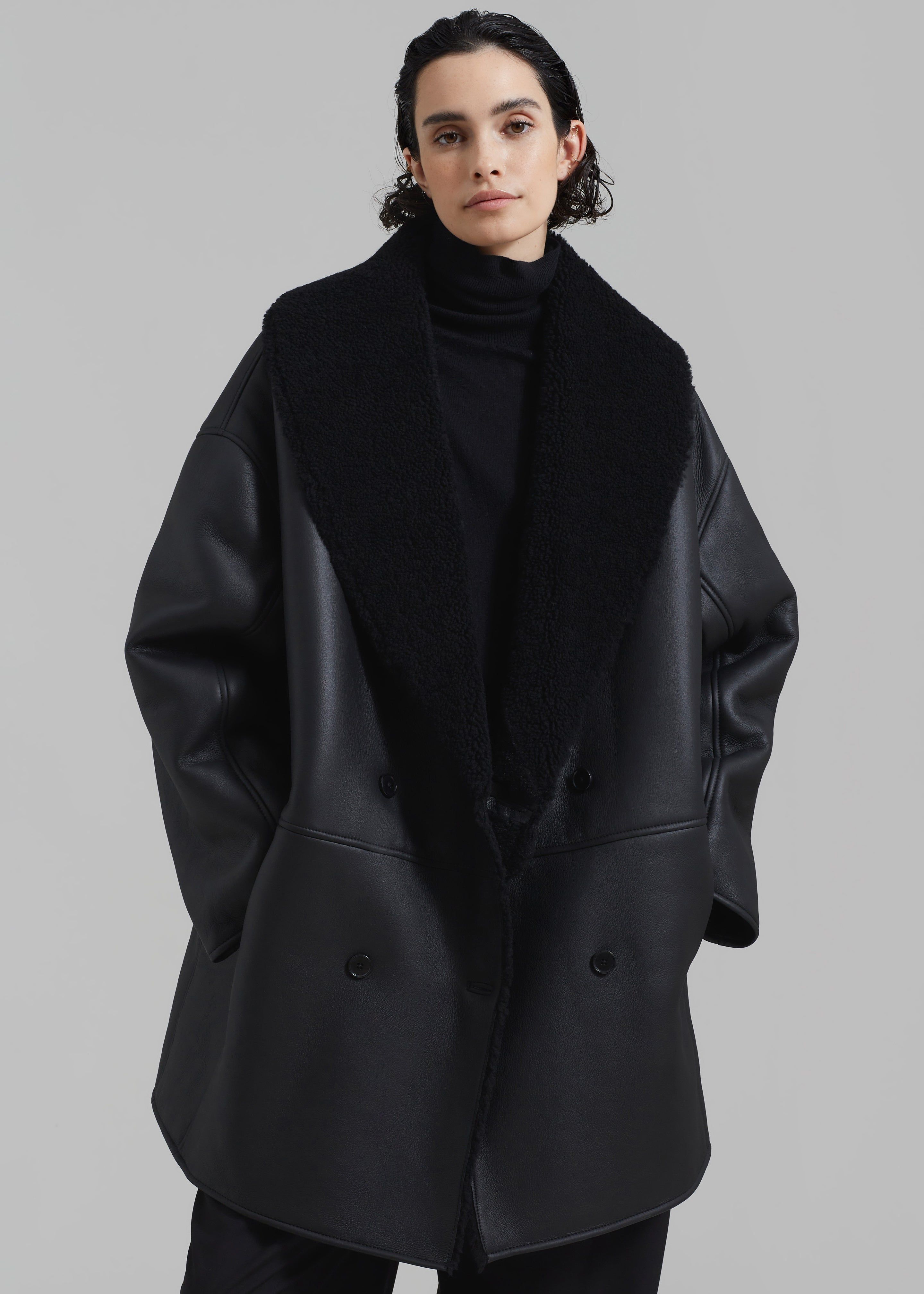 Loulou Studio Namo Shearling Coat - Black sold by Frankie Shop product image thumbnail 5