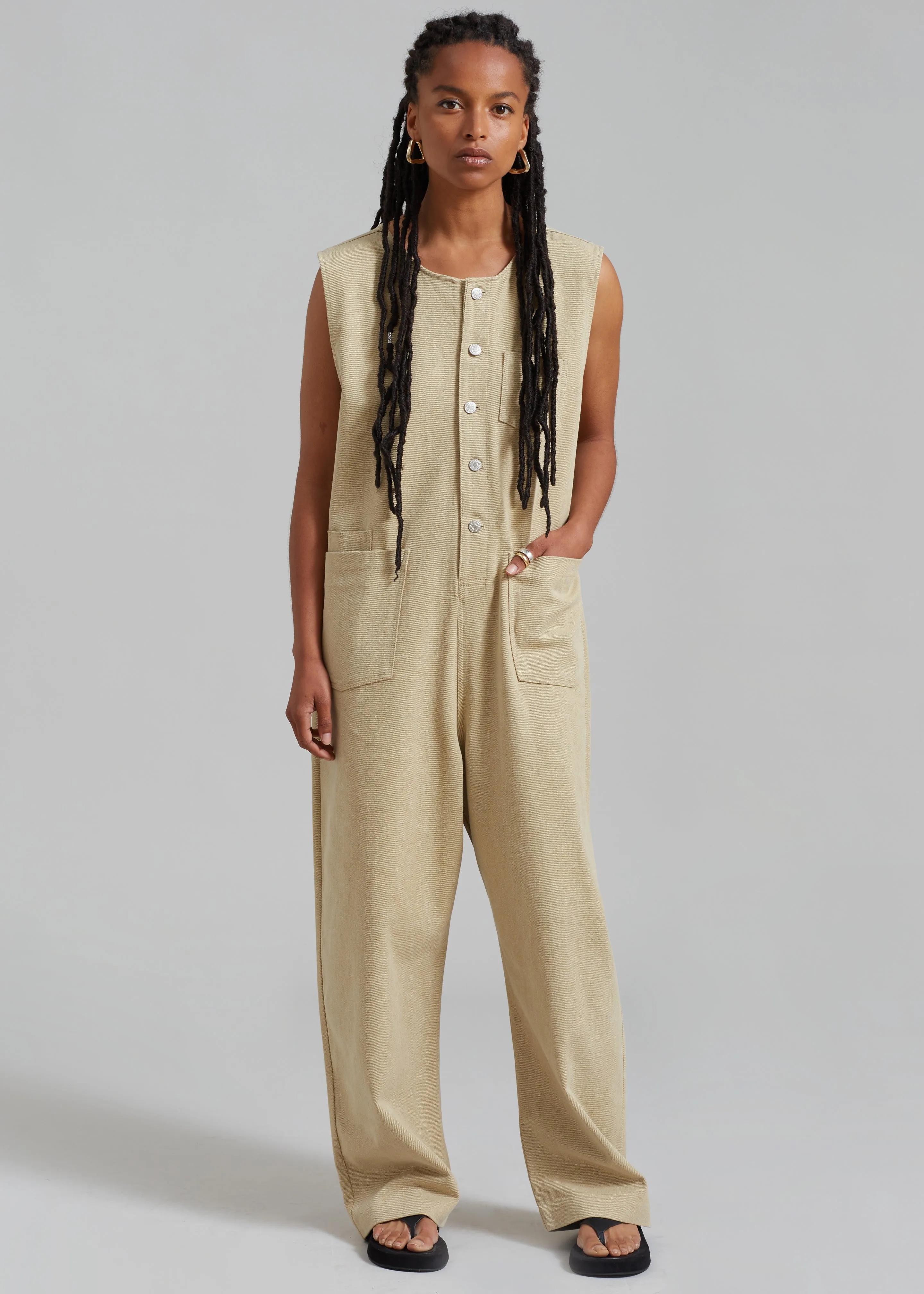 Liv Denim Jumpsuit - Beige sold by Frankie Shop