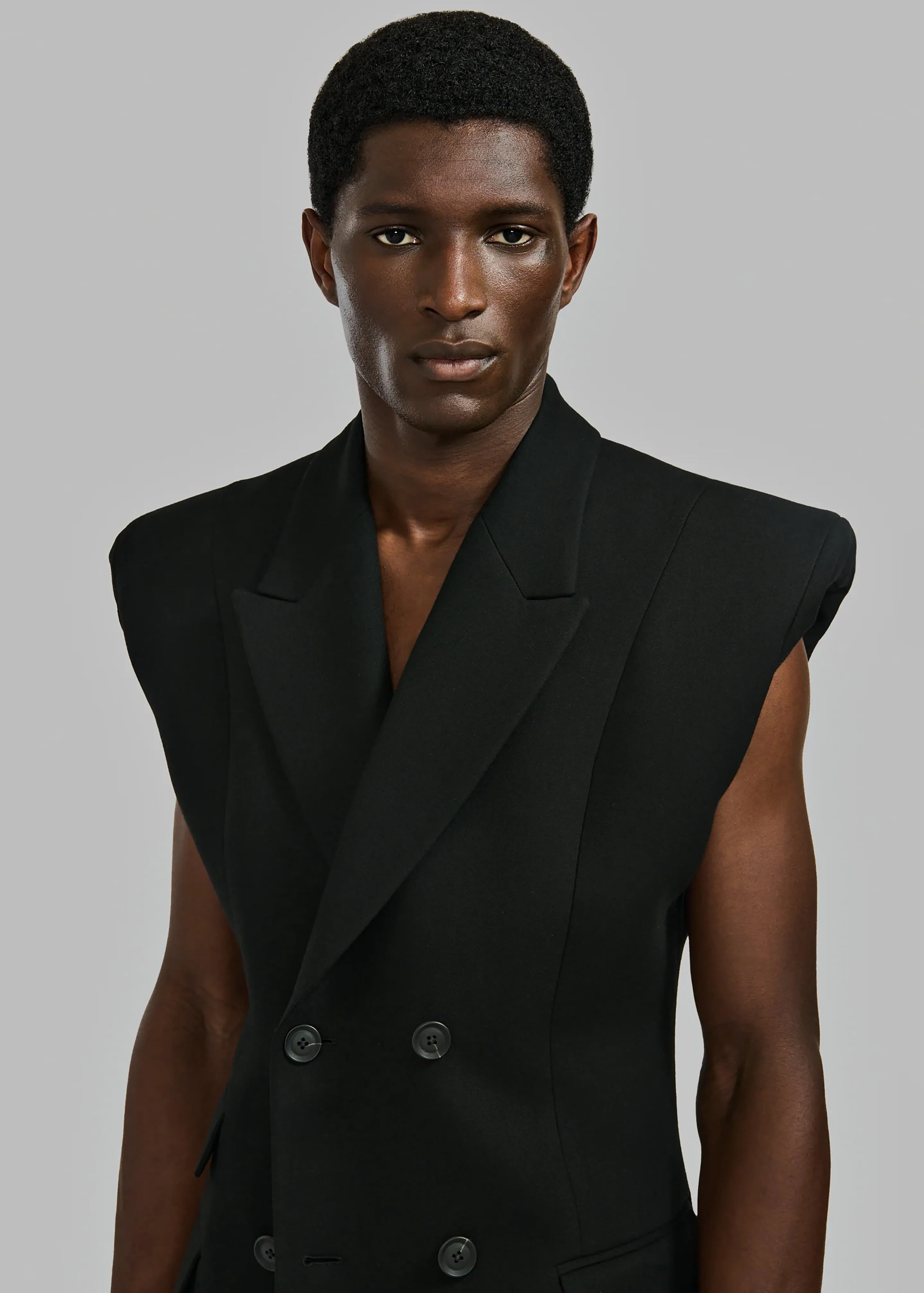 Louis Gabriel Nouchi Double Breasted Sleeveless Jacket - Black sold by Frankie Shop product image thumbnail 2