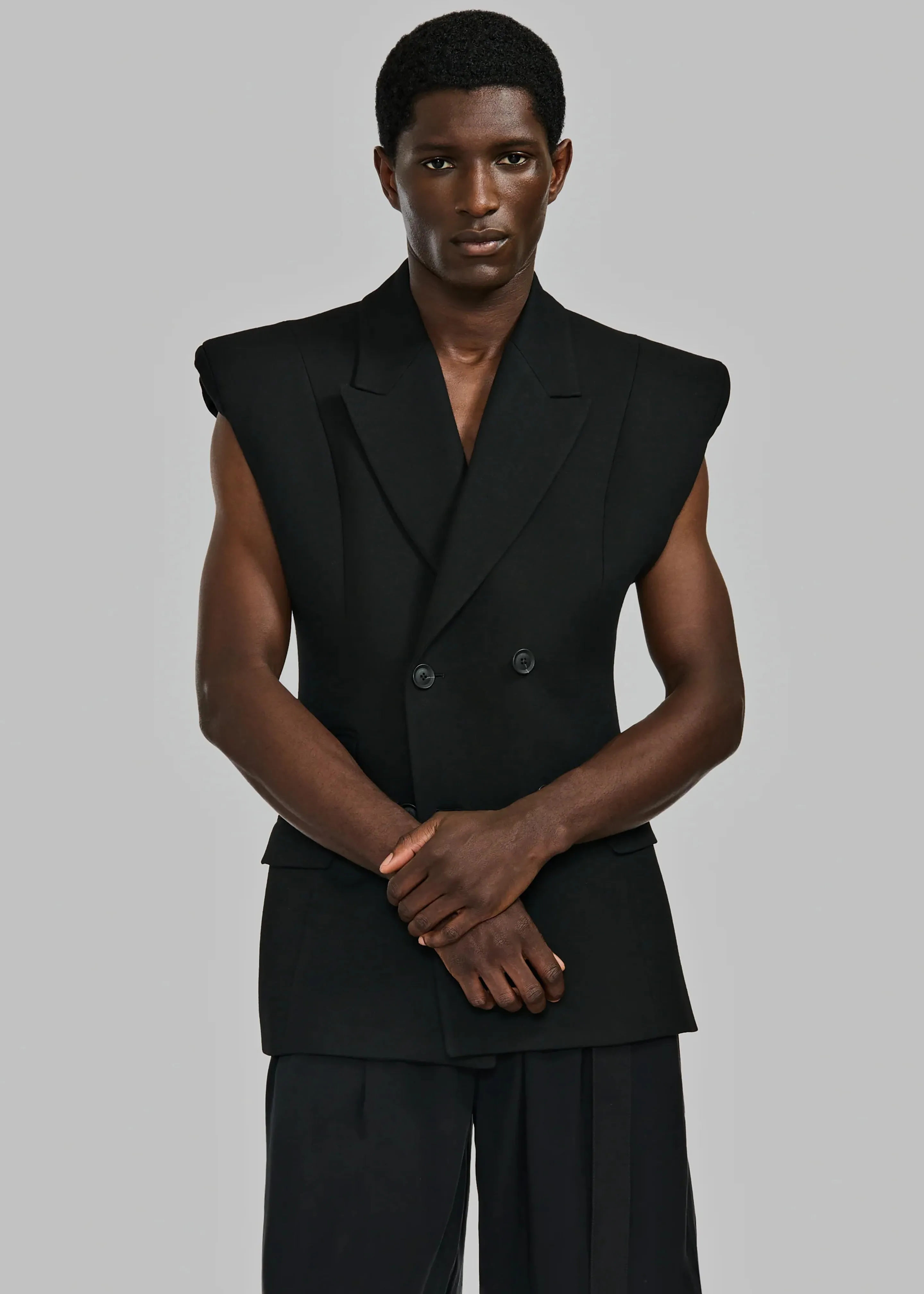 Louis Gabriel Nouchi Double Breasted Sleeveless Jacket - Black sold by Frankie Shop product image thumbnail 4