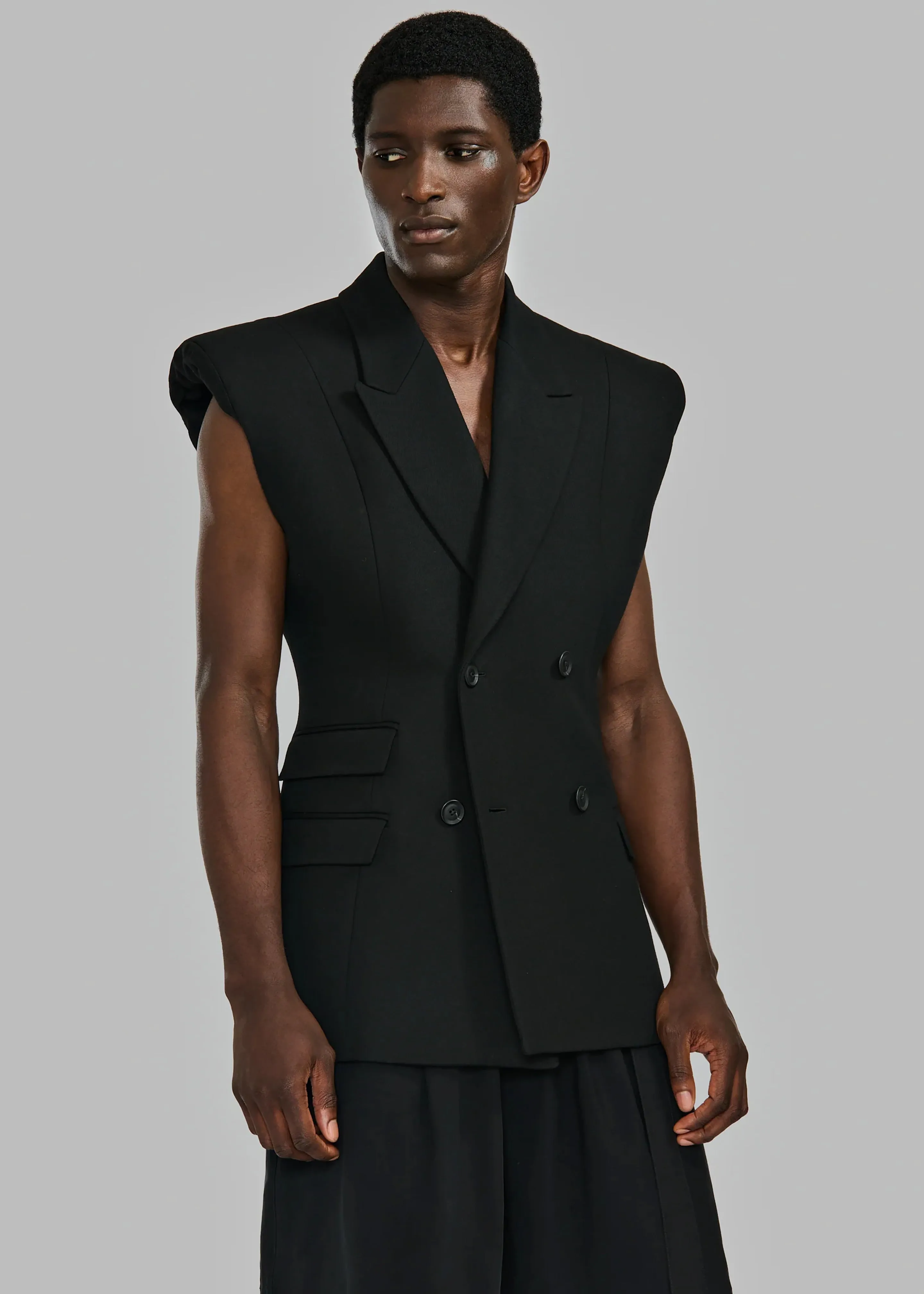 Louis Gabriel Nouchi Double Breasted Sleeveless Jacket - Black sold by Frankie Shop