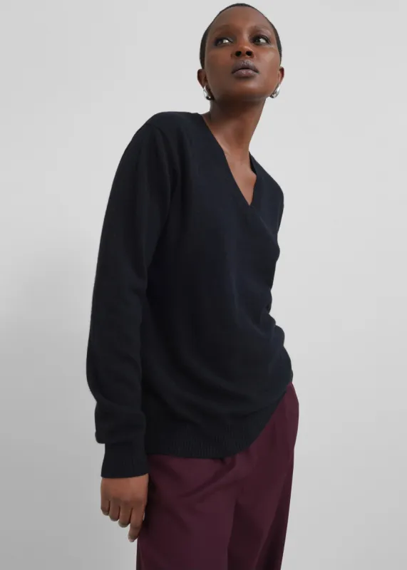 Loulou Studio Serafini V Neck Cashmere Sweater - Black sold by Frankie Shop
