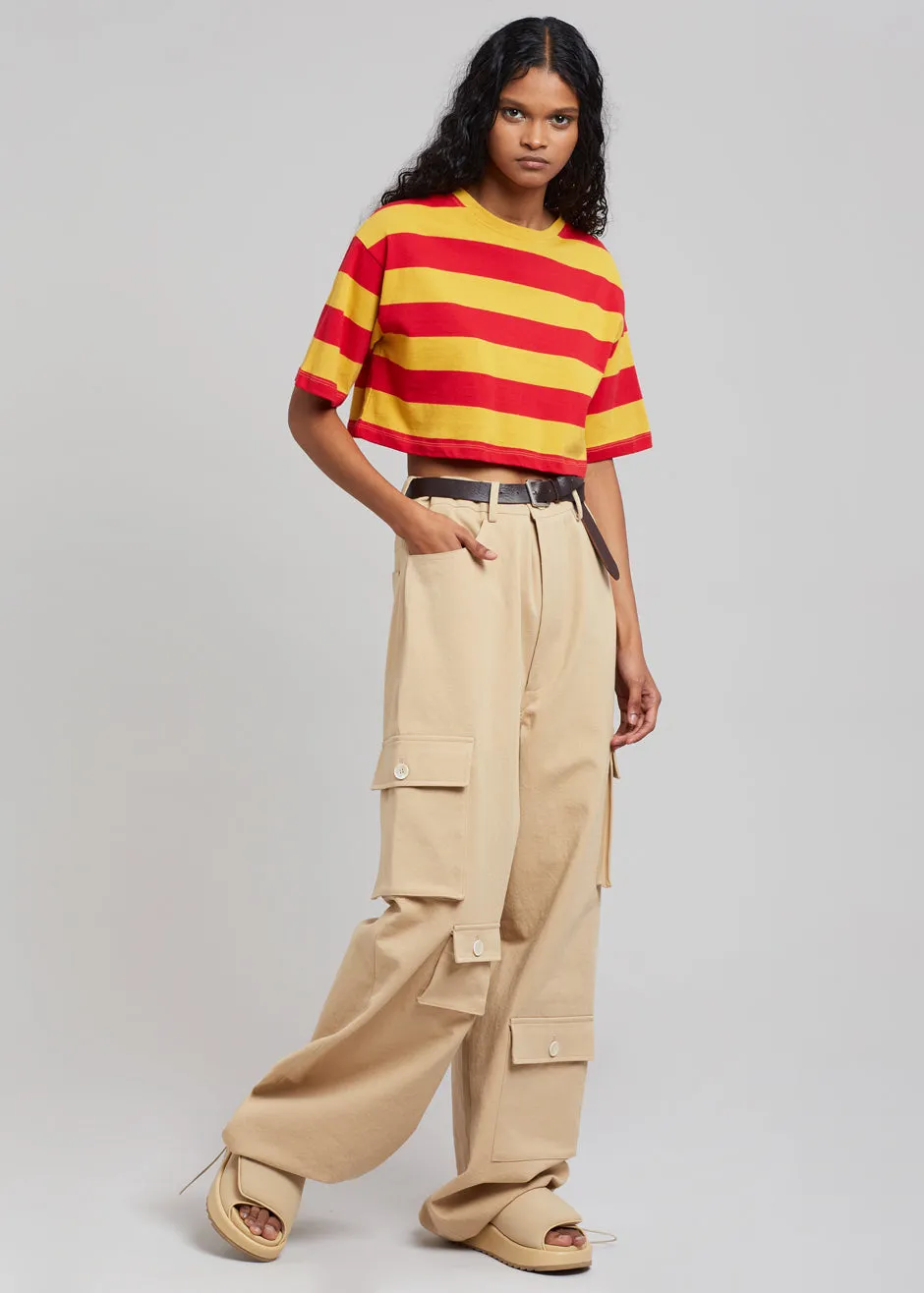 Karina Cropped T-Shirt - Red/Mustard sold by Frankie Shop