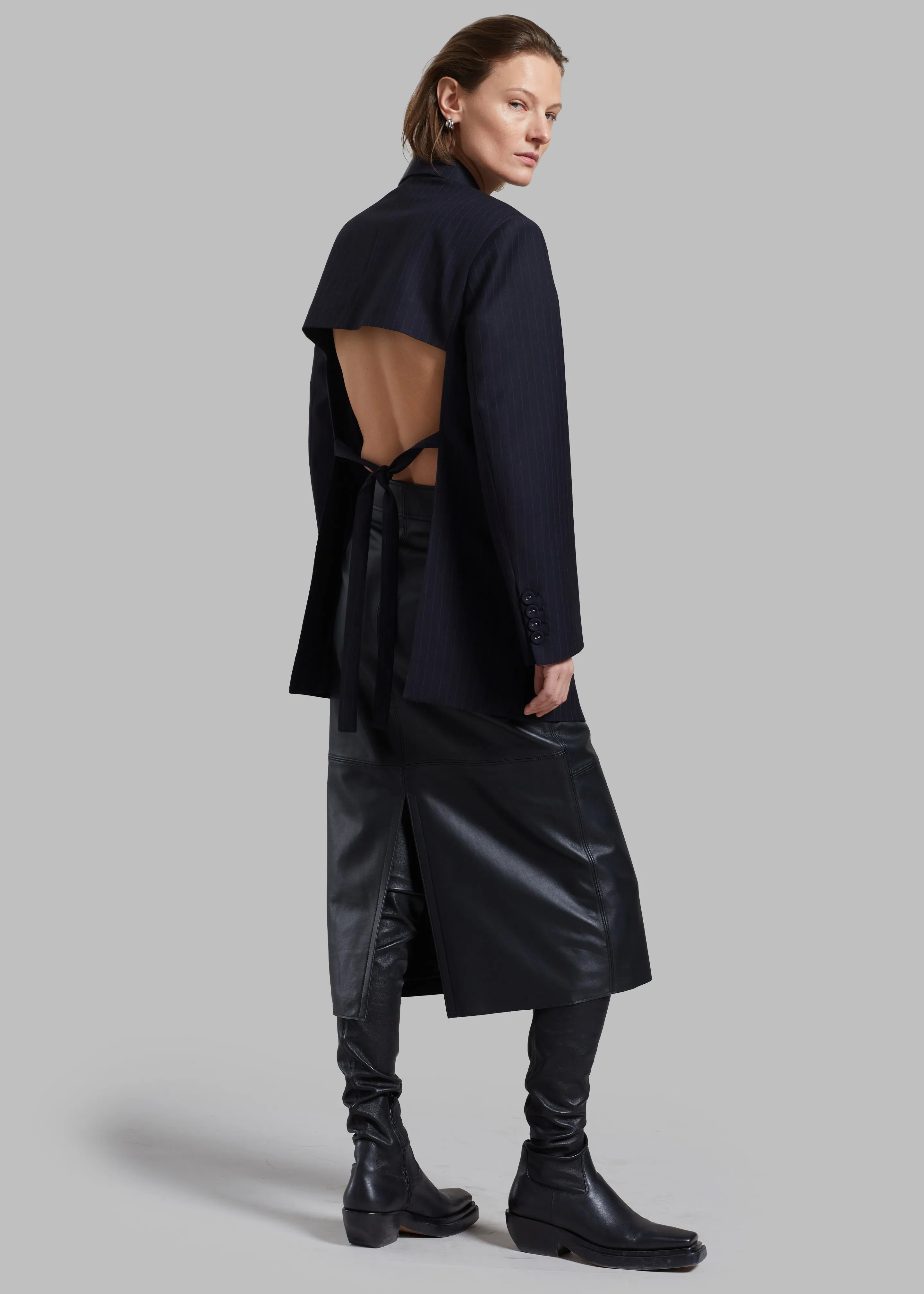 Cedric Open Back Blazer - Navy Stripe sold by Frankie Shop