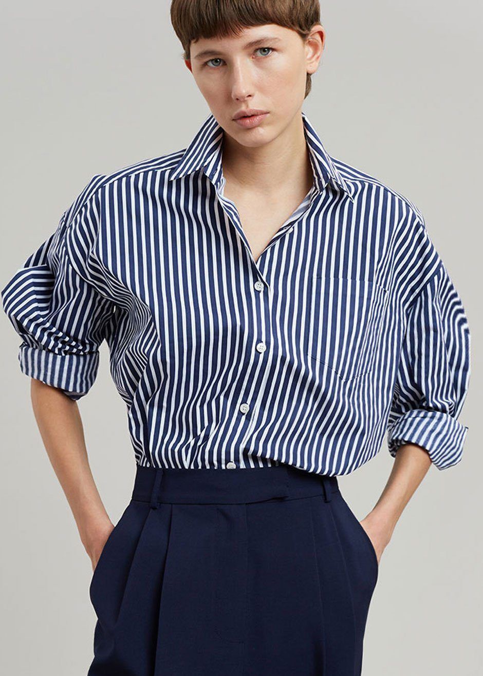Melody Organic Cotton Shirt - Navy Stripe sold by Frankie Shop