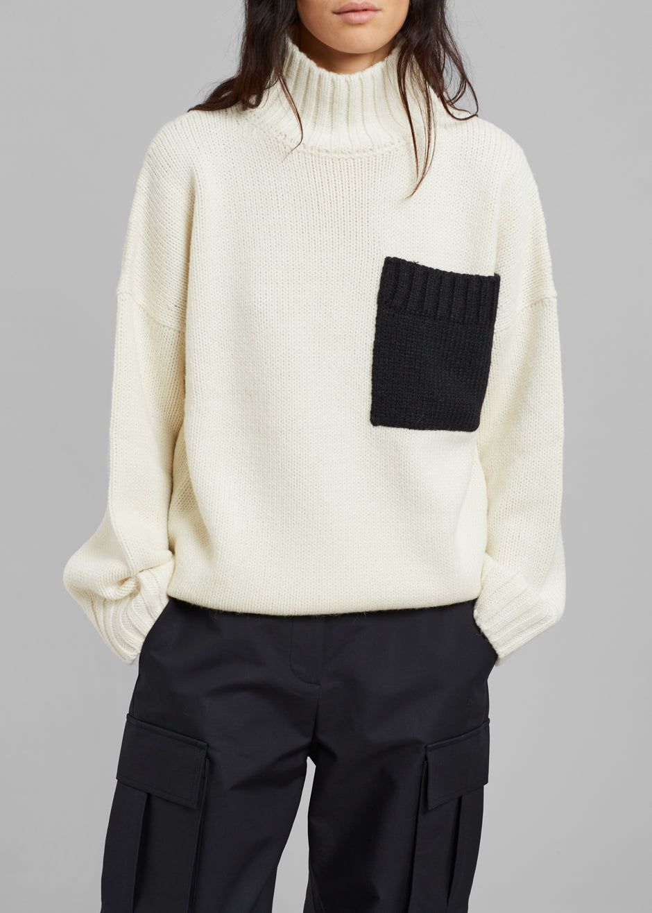 JW Anderson Patch Pocket Turtleneck - Off White/Black sold by Frankie Shop product image thumbnail 6