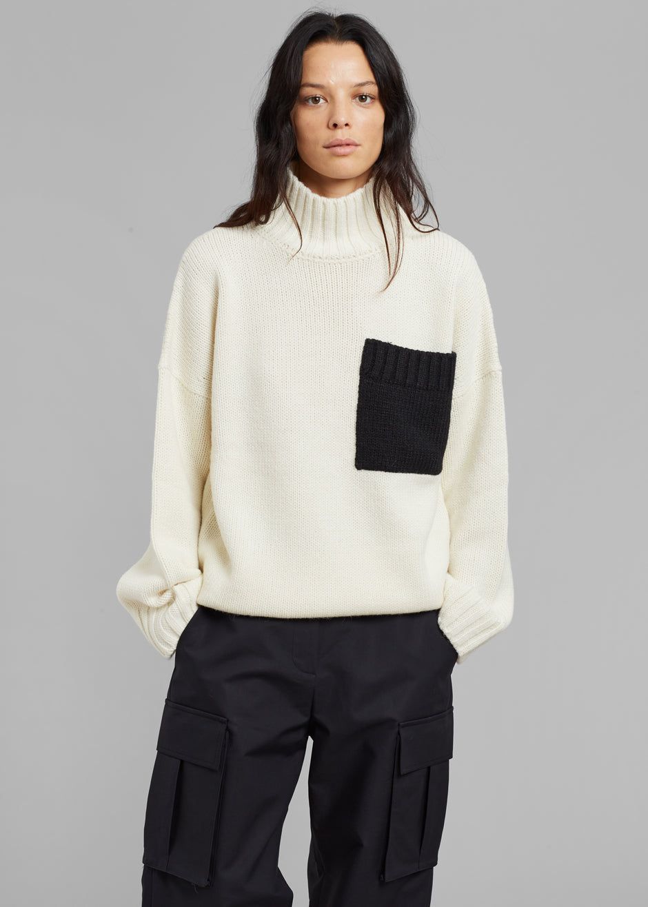 JW Anderson Patch Pocket Turtleneck - Off White/Black sold by Frankie Shop product image thumbnail 5