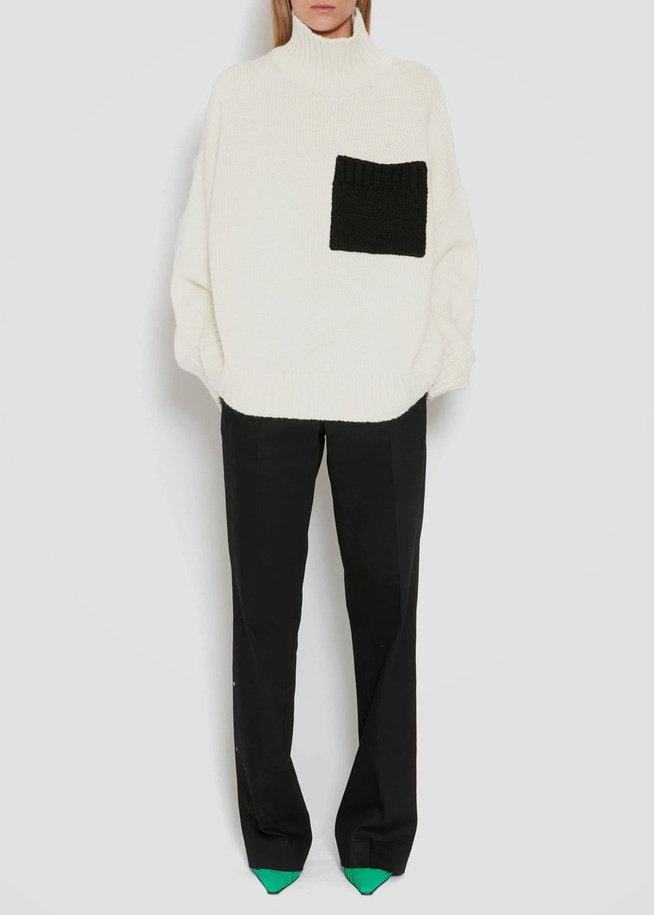 JW Anderson Patch Pocket Turtleneck - Off White/Black sold by Frankie Shop product image thumbnail 2