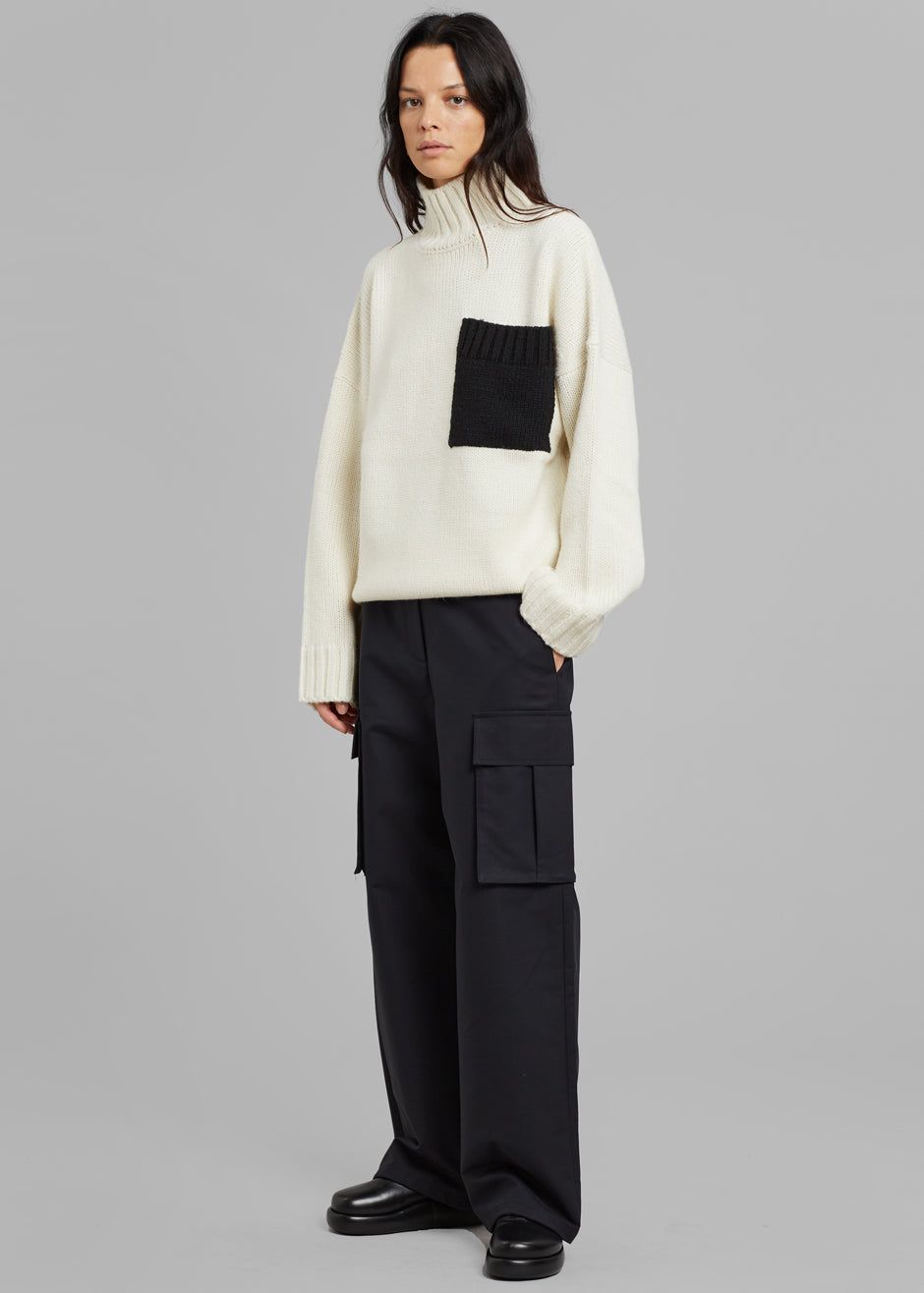 JW Anderson Patch Pocket Turtleneck - Off White/Black sold by Frankie Shop product image thumbnail 4