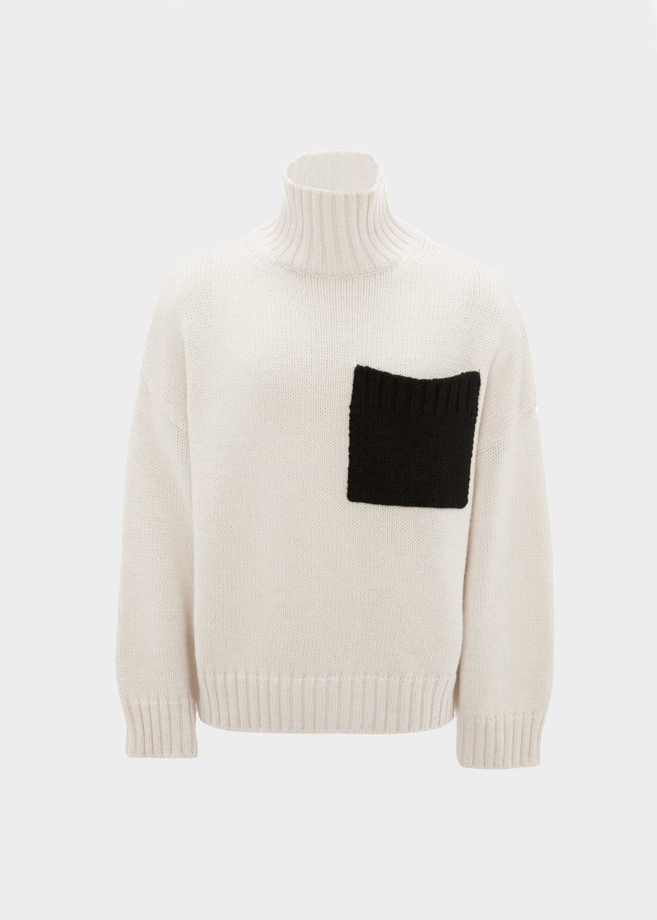 JW Anderson Patch Pocket Turtleneck - Off White/Black sold by Frankie Shop product image thumbnail 10