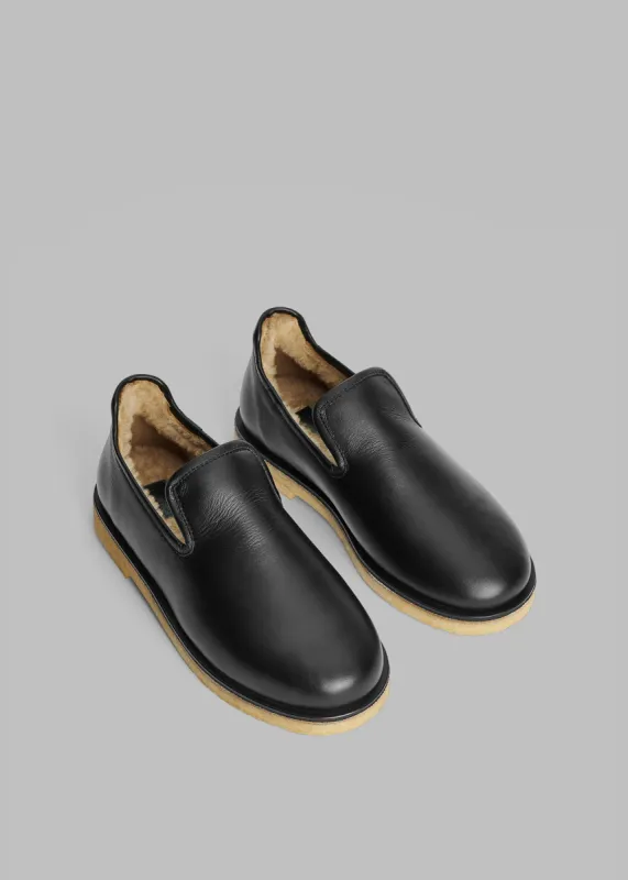 By Malene Birger Romine Leather Slippers - Black made by Frankie Shop