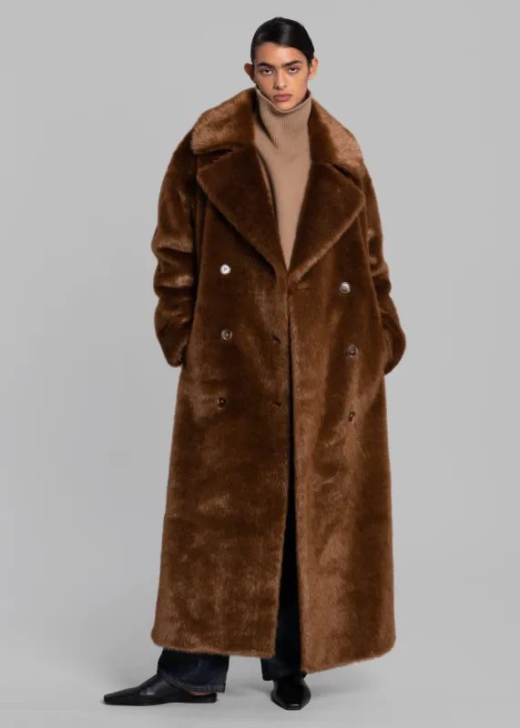 Joni Faux Fur Coat - Dark Camel sold by Frankie Shop