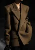 Keira Double Breasted Wool Blazer - Brown sold by Frankie Shop