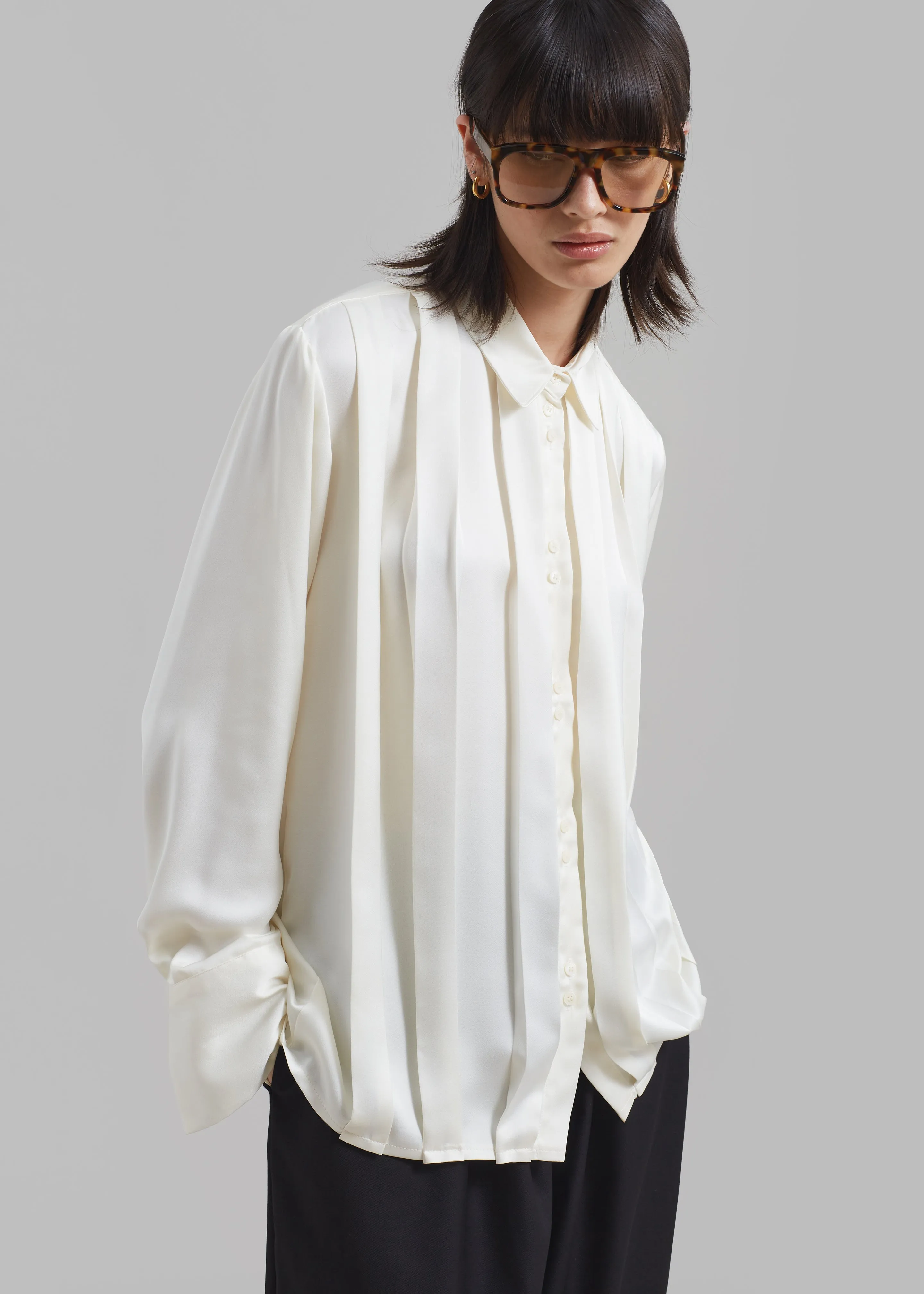Elliana Front Pleated Blouse - Cream sold by Frankie Shop product image thumbnail 3