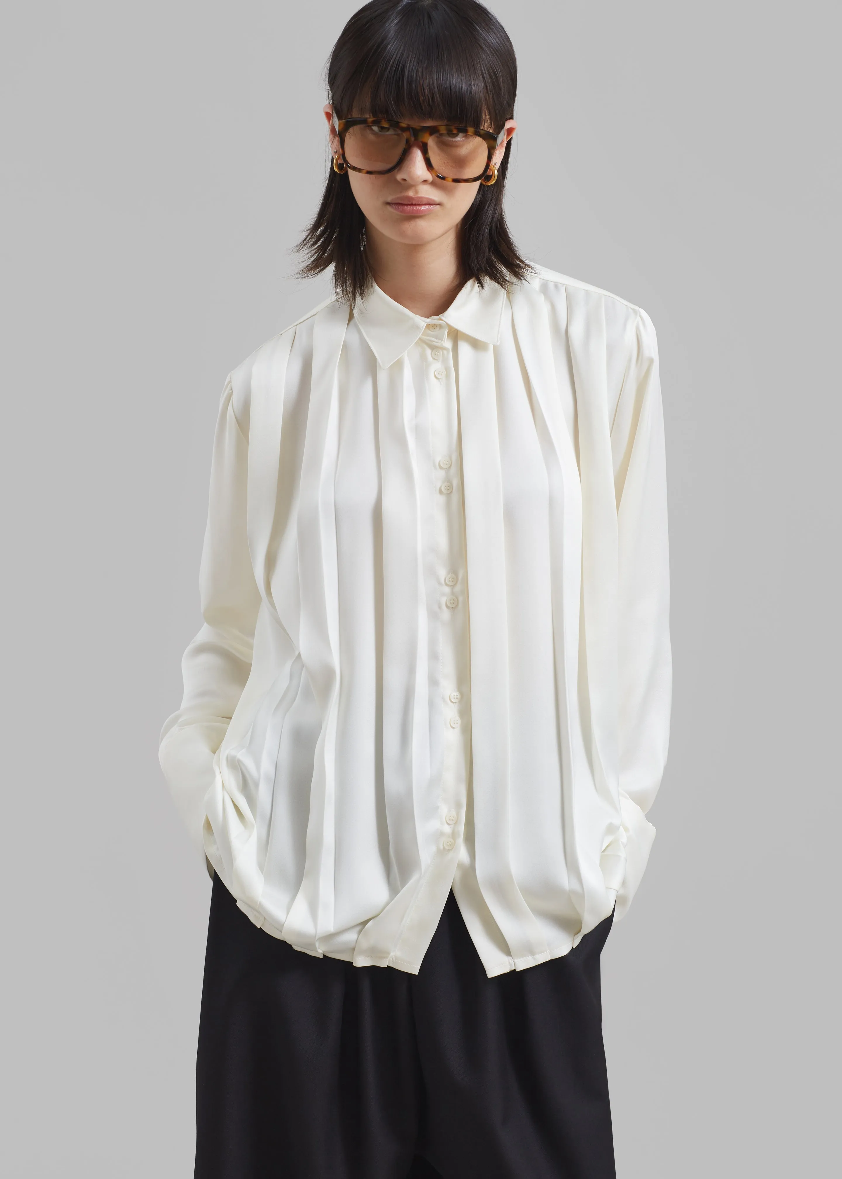 Elliana Front Pleated Blouse - Cream sold by Frankie Shop product image thumbnail 5