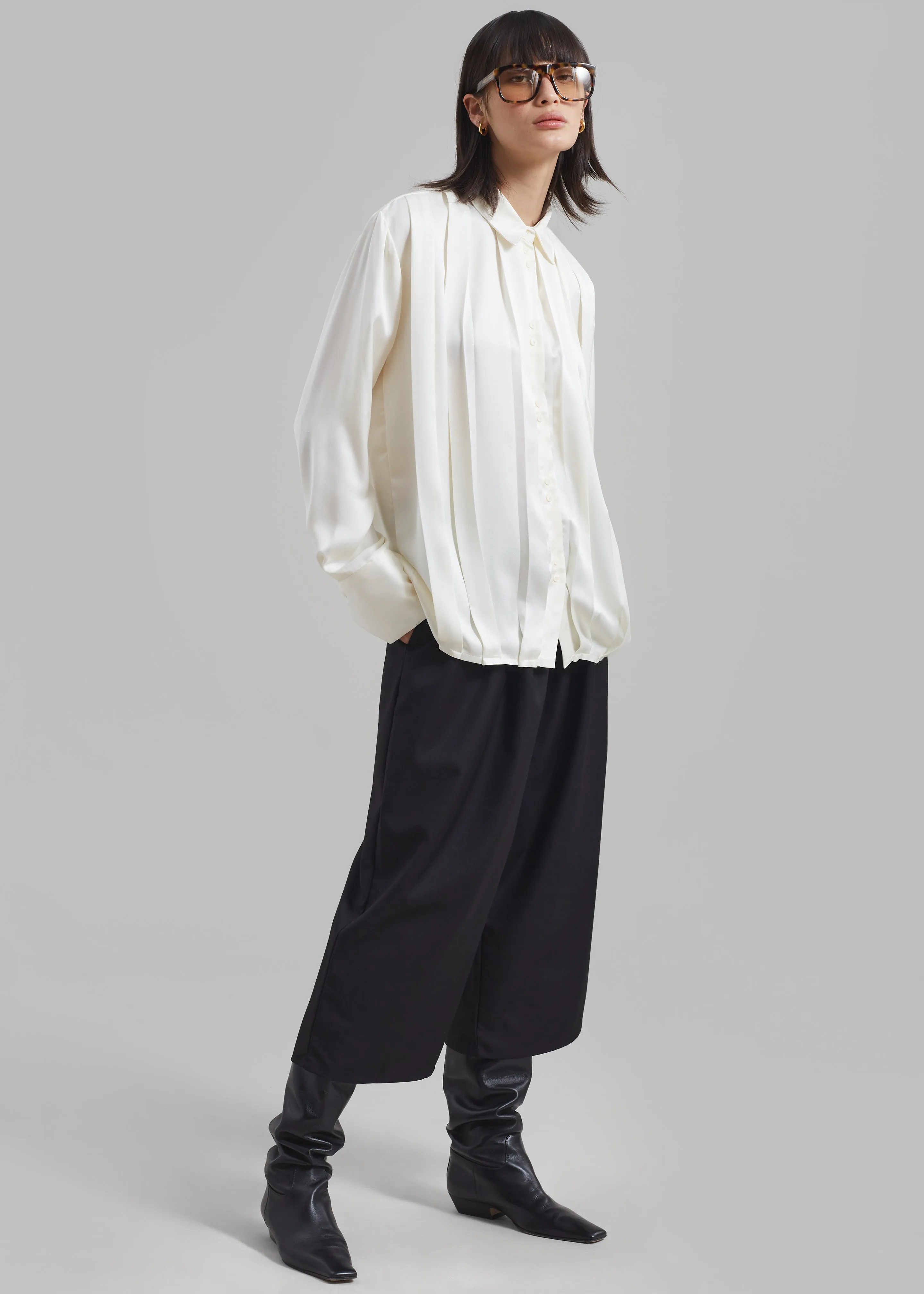 Elliana Front Pleated Blouse - Cream sold by Frankie Shop product image thumbnail 2