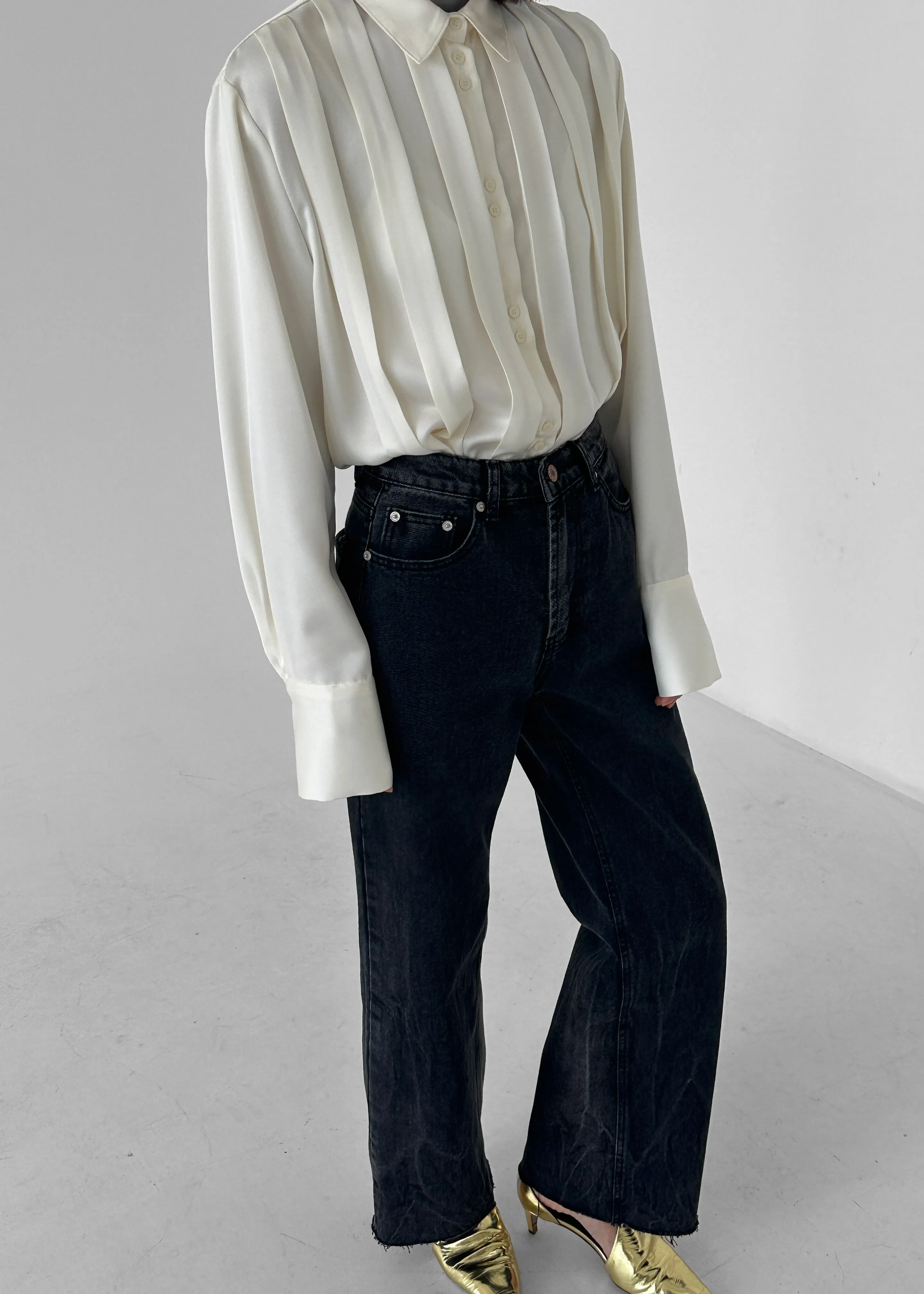 Elliana Front Pleated Blouse - Cream sold by Frankie Shop product image thumbnail 4