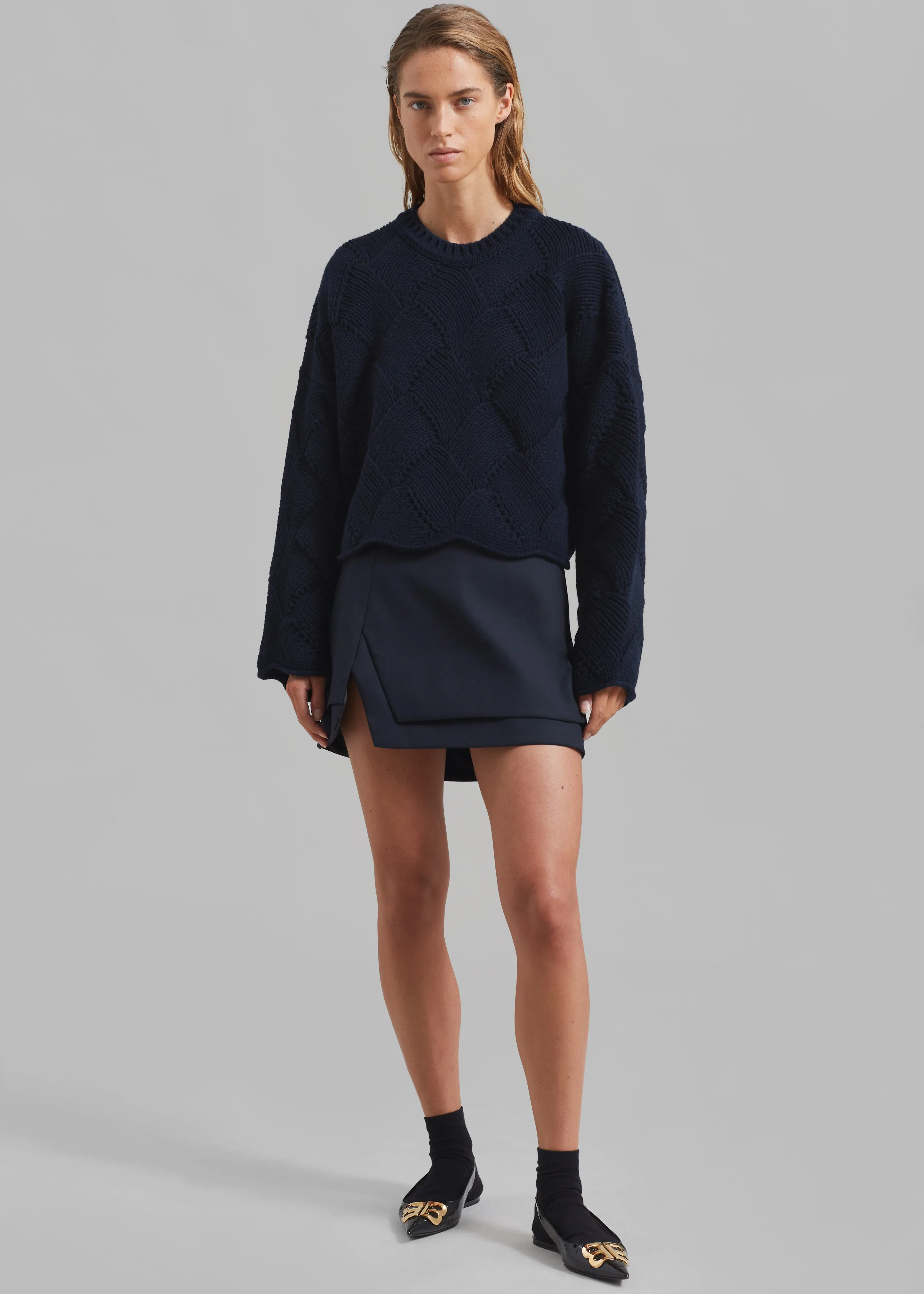 JW Anderson Cropped Basket Weave Jumper - Dark Navy sold by Frankie Shop product image thumbnail 5