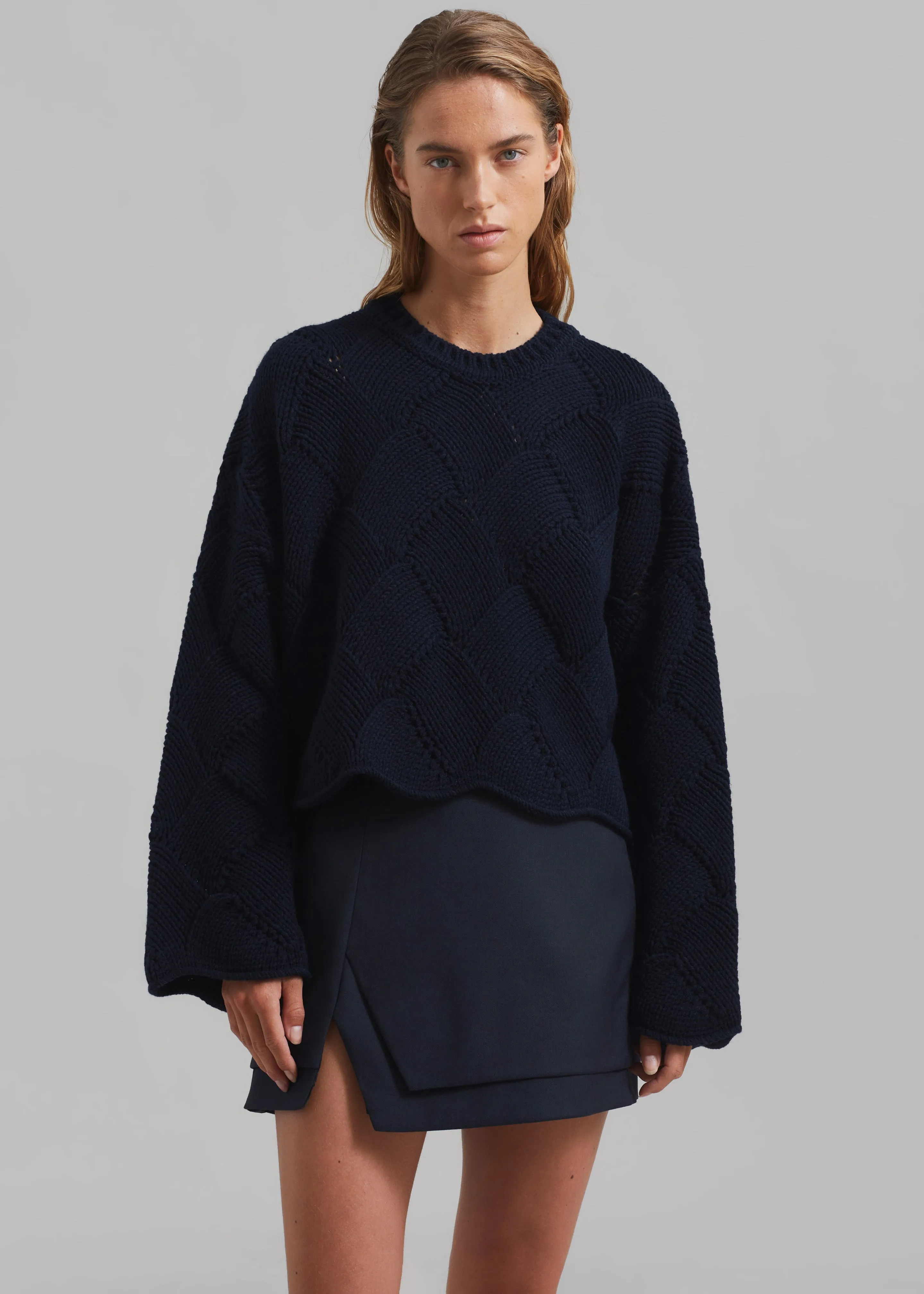 JW Anderson Cropped Basket Weave Jumper - Dark Navy sold by Frankie Shop product image thumbnail 3