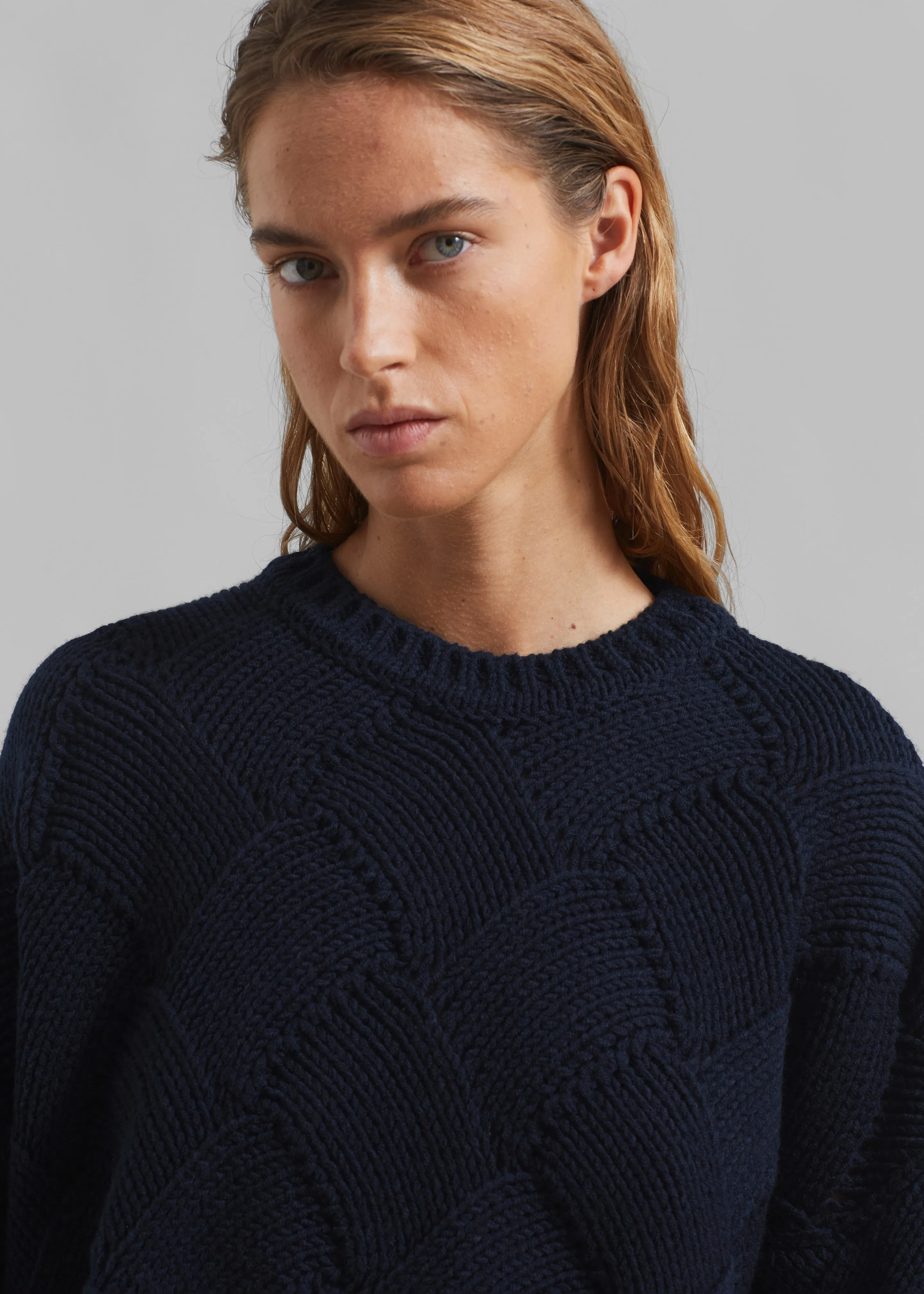 JW Anderson Cropped Basket Weave Jumper - Dark Navy sold by Frankie Shop product image thumbnail 2