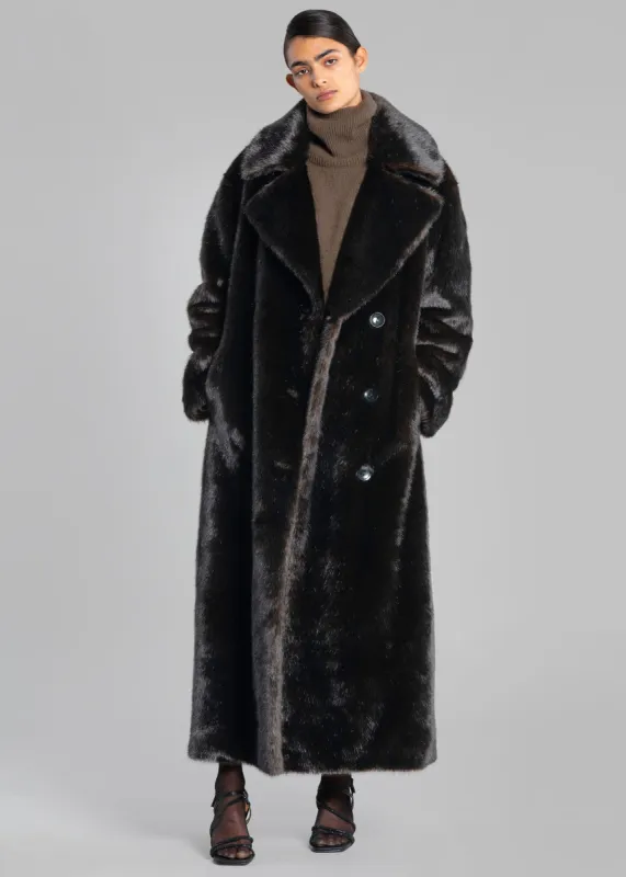 Joni Faux Fur Coat - Dark Espresso sold by Frankie Shop