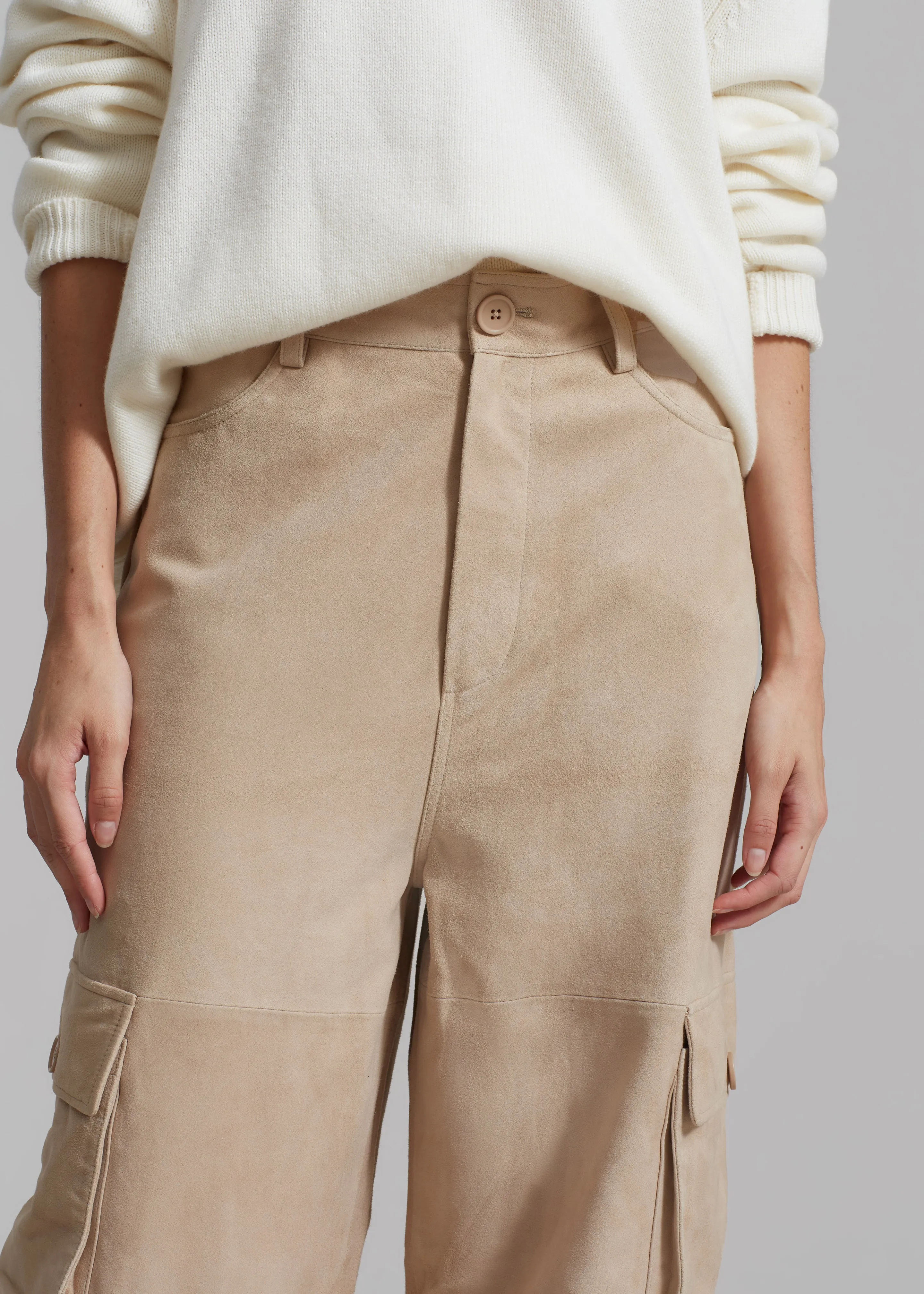 Hailey Suede Oversized Cargo Pants - Beige sold by Frankie Shop product image thumbnail 3
