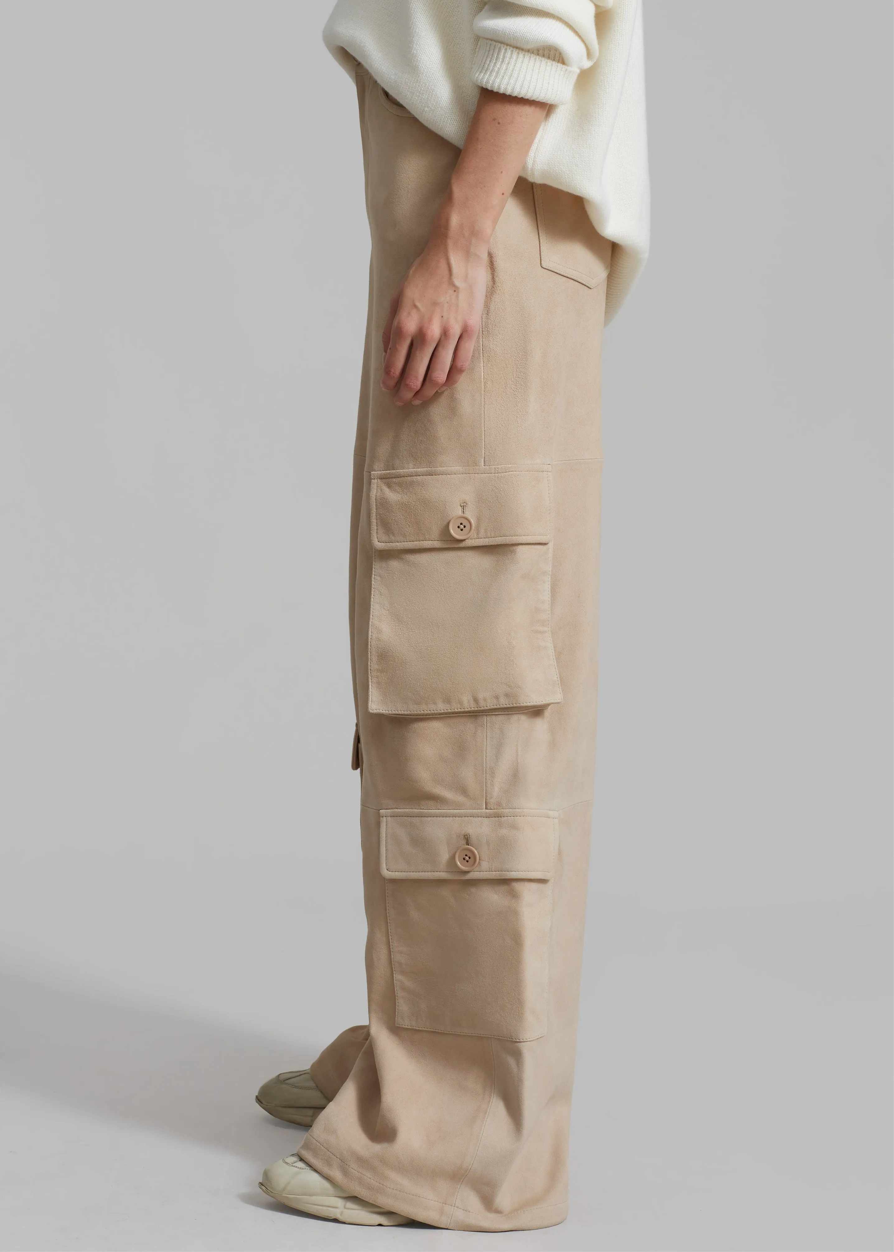 Hailey Suede Oversized Cargo Pants - Beige sold by Frankie Shop product image thumbnail 4