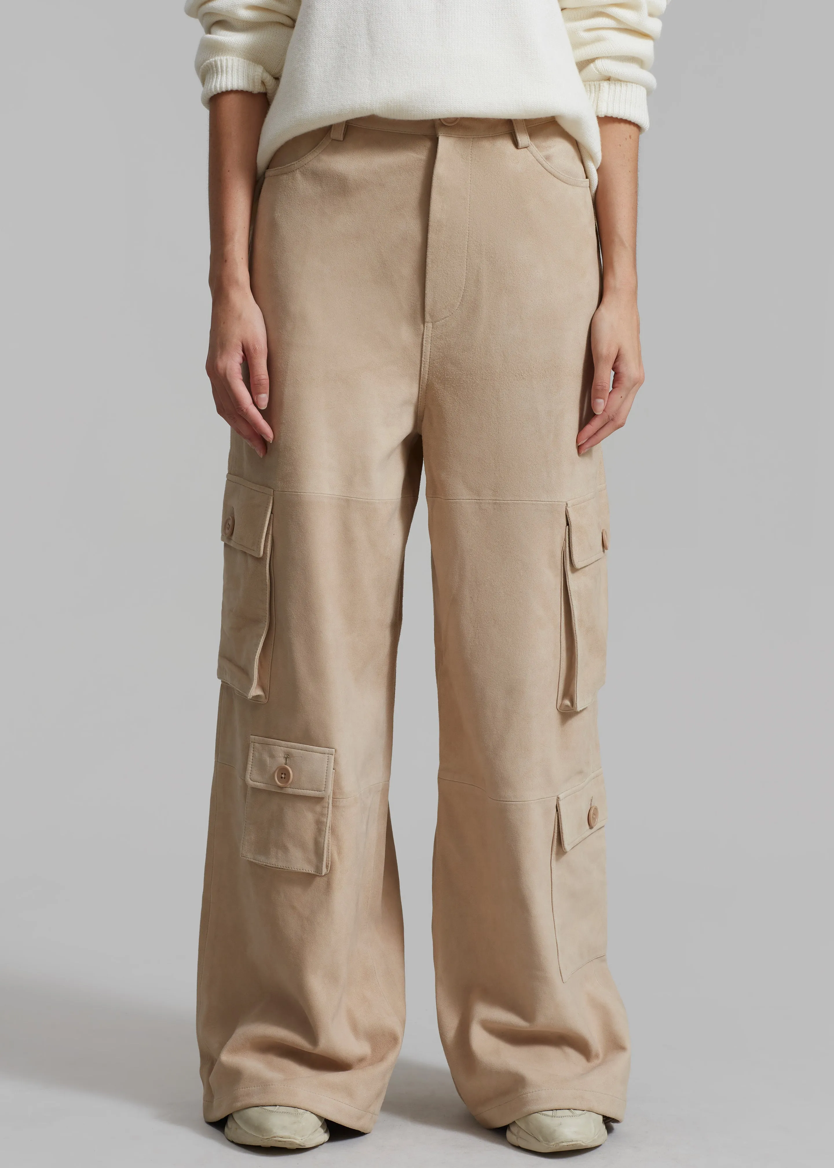 Hailey Suede Oversized Cargo Pants - Beige sold by Frankie Shop product image thumbnail 2