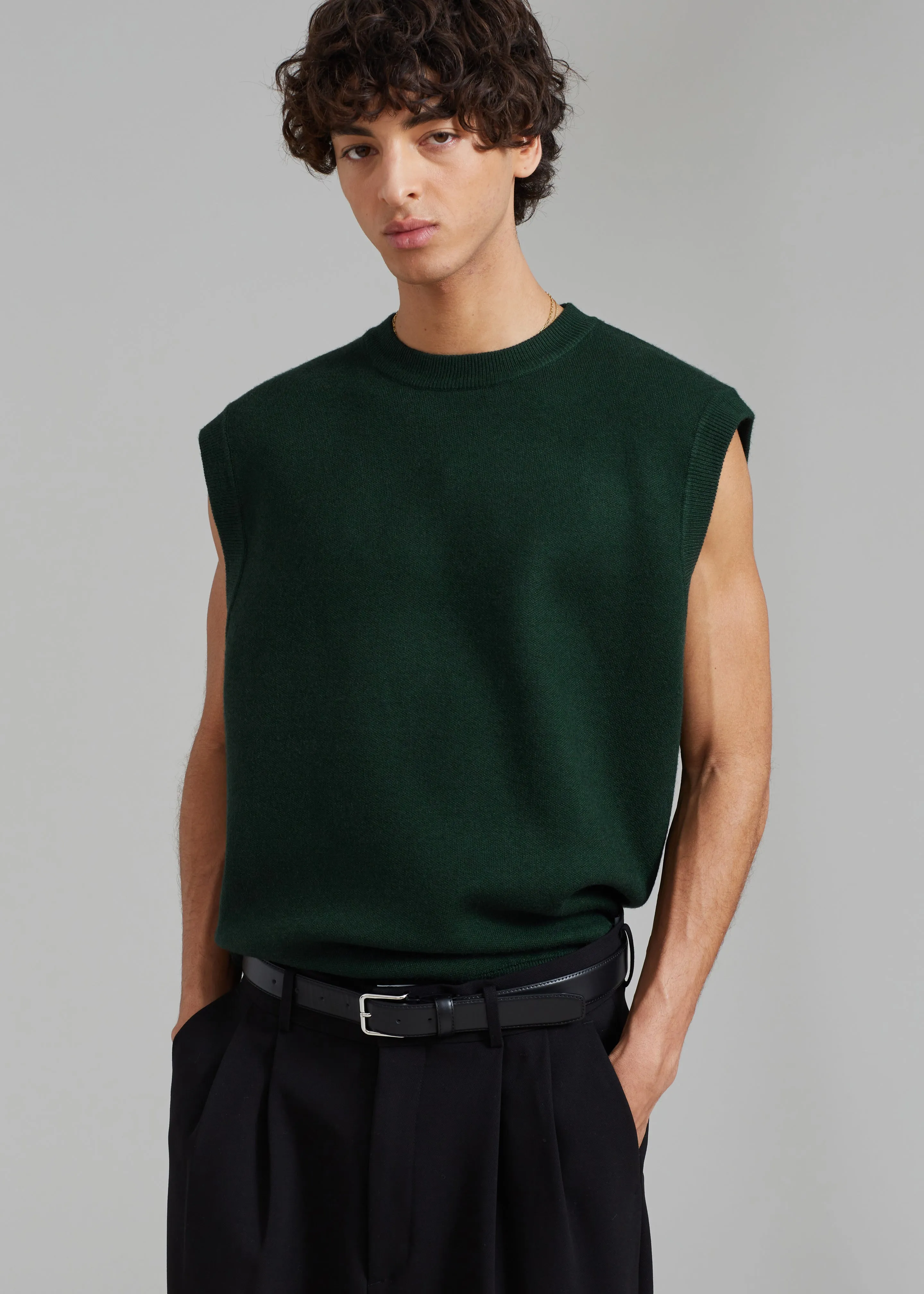 Owen Knit Vest - Forest Green sold by Frankie Shop