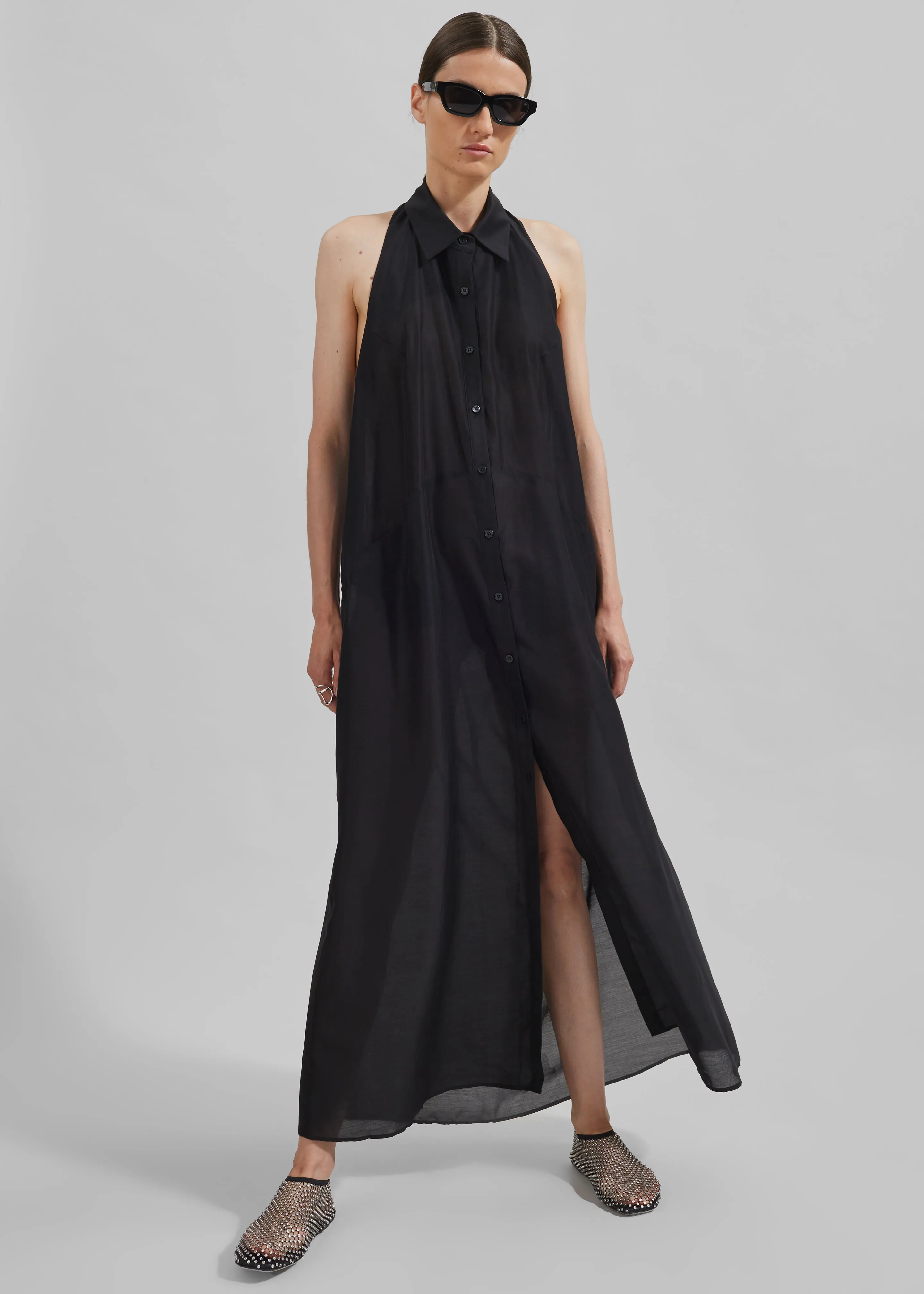 Temi Sheer Halter Dress - Black sold by Frankie Shop