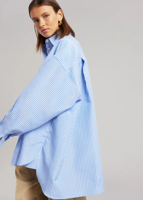 Georgia Stripe Shirt - White/Light Blue sold by Frankie Shop