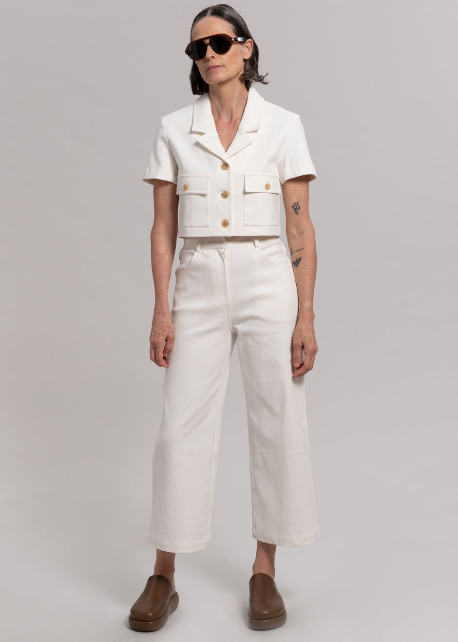 Anna Wide Denim Pants - Cream sold by Frankie Shop