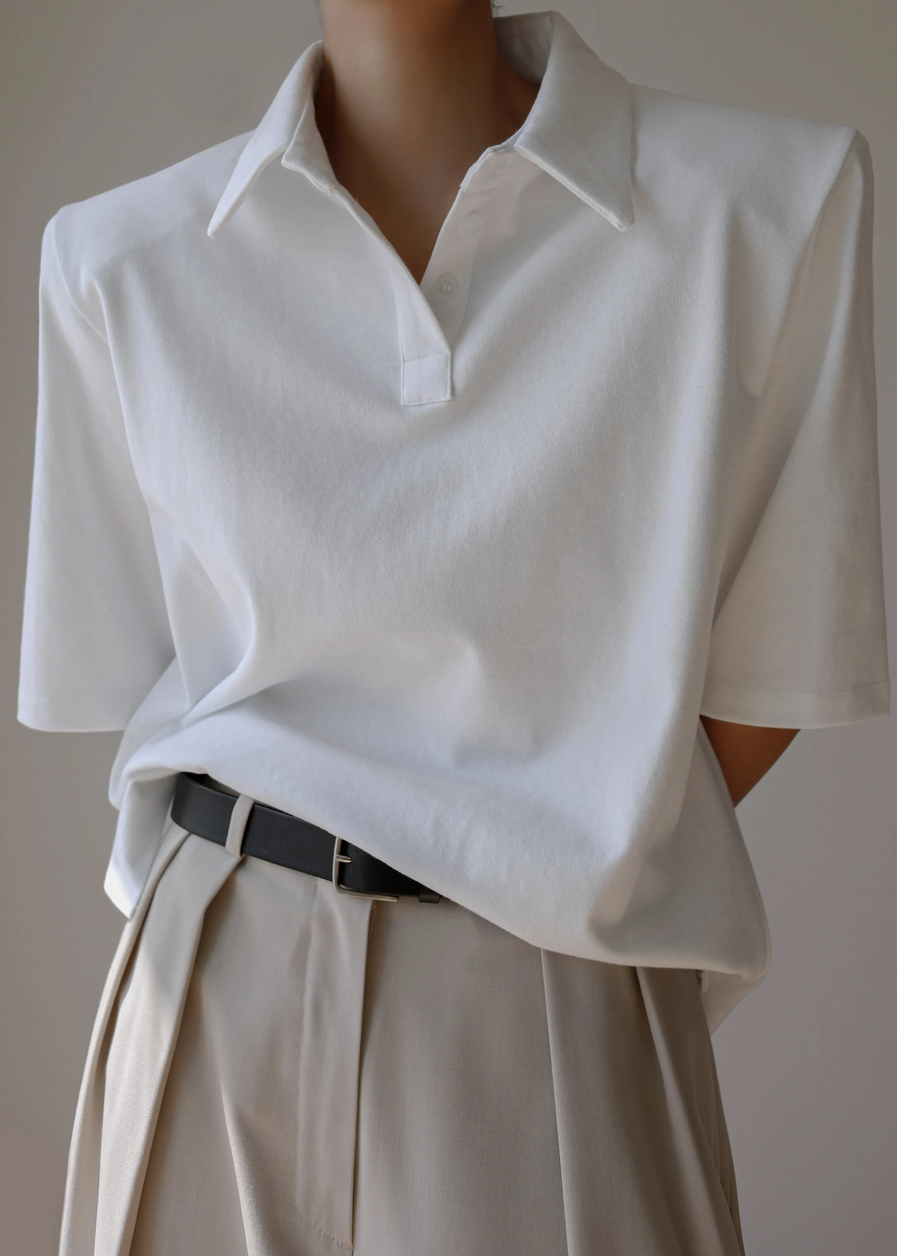 Rane Padded Shoulder Polo - White sold by Frankie Shop product image thumbnail 4