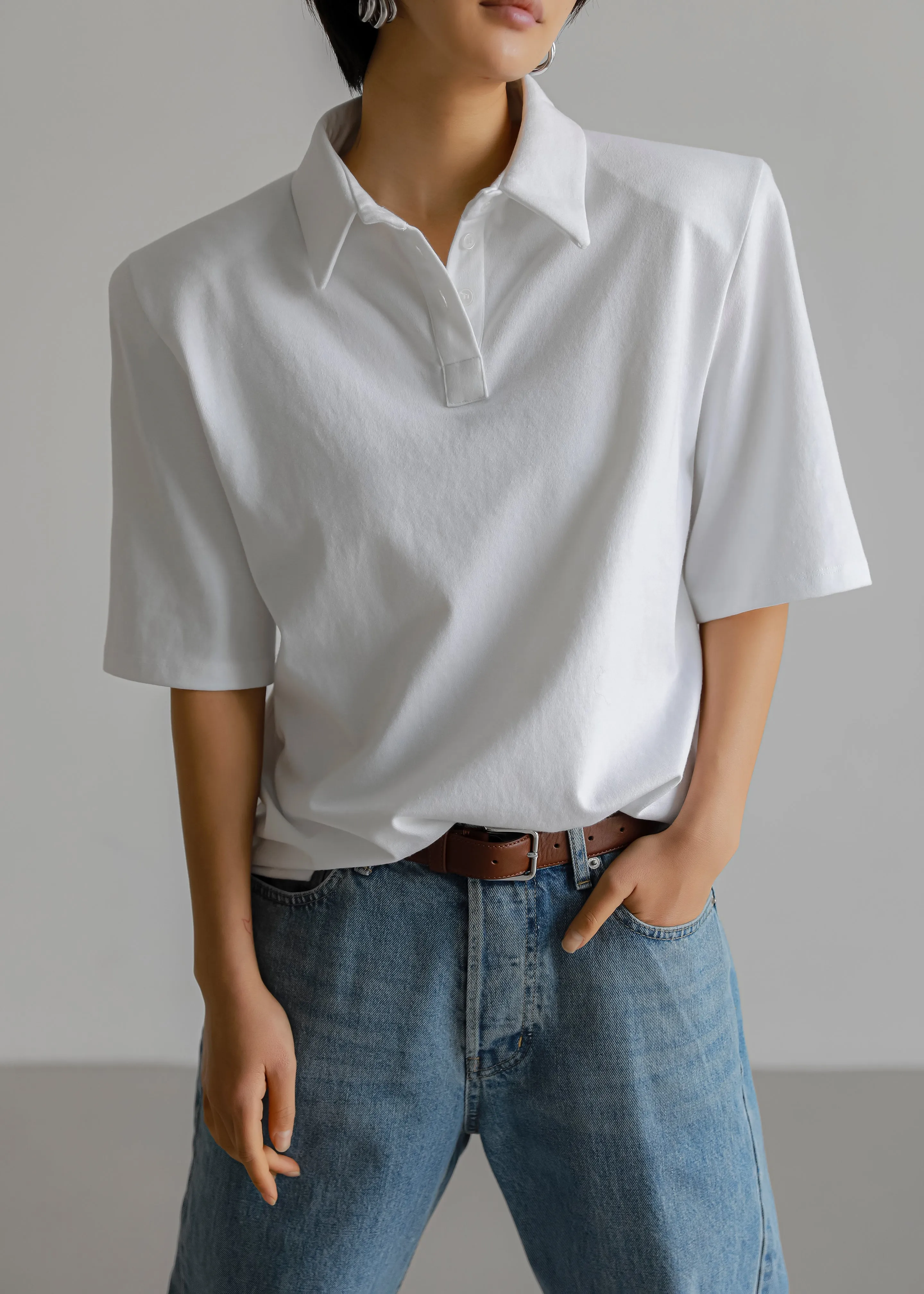 Rane Padded Shoulder Polo - White sold by Frankie Shop product image thumbnail 2