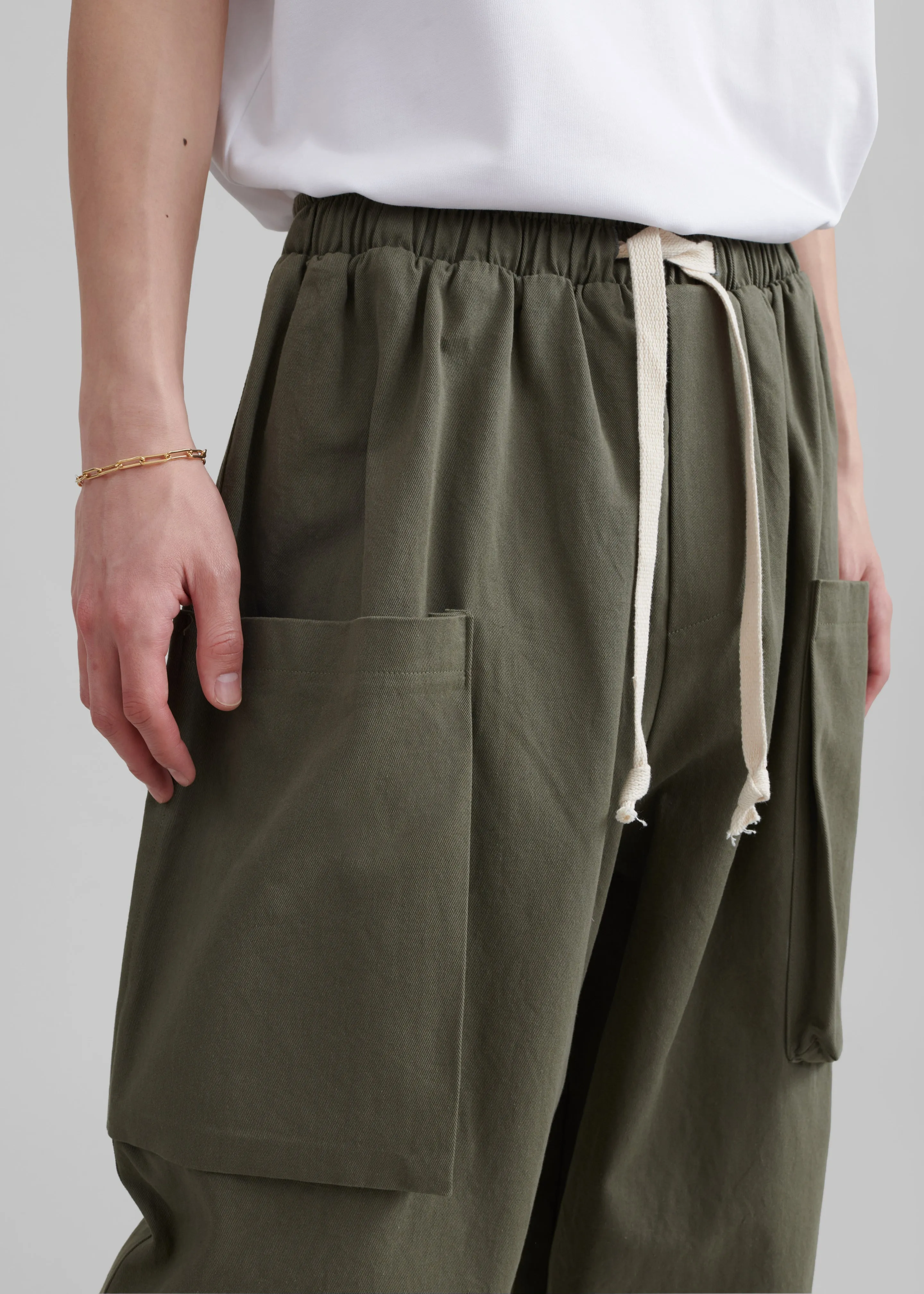 Lauri Drawstring Cargo Pants - Khaki sold by Frankie Shop product image thumbnail 3
