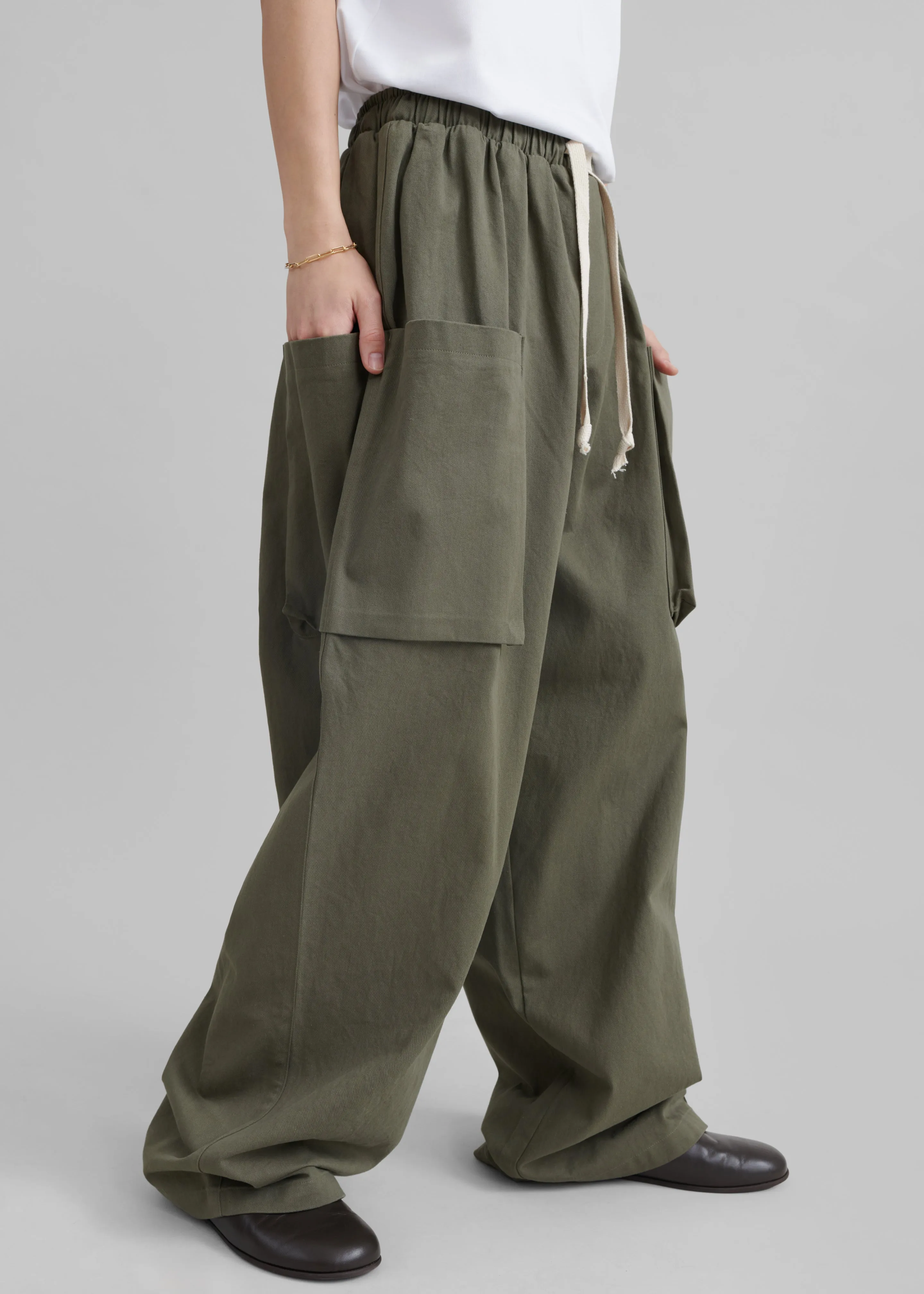 Lauri Drawstring Cargo Pants - Khaki sold by Frankie Shop product image thumbnail 2