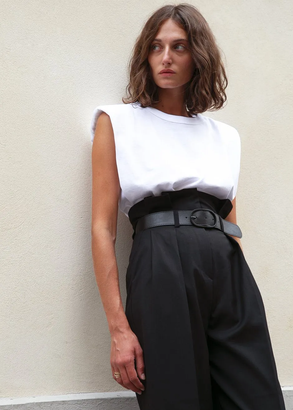 Eva Padded Shoulder Muscle T-Shirt - White sold by Frankie Shop product image thumbnail 3