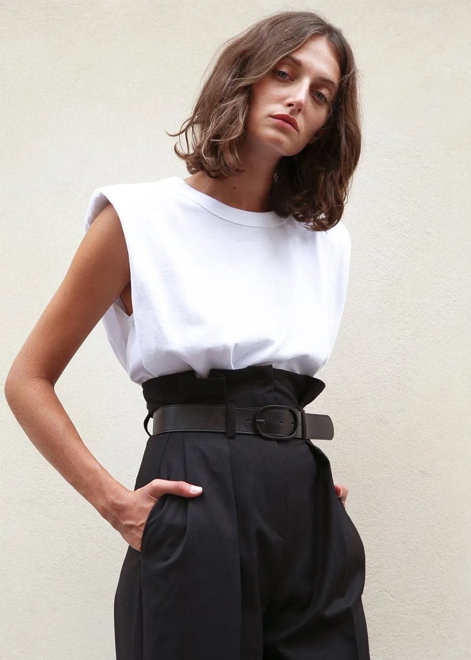 Eva Padded Shoulder Muscle T-Shirt - White sold by Frankie Shop