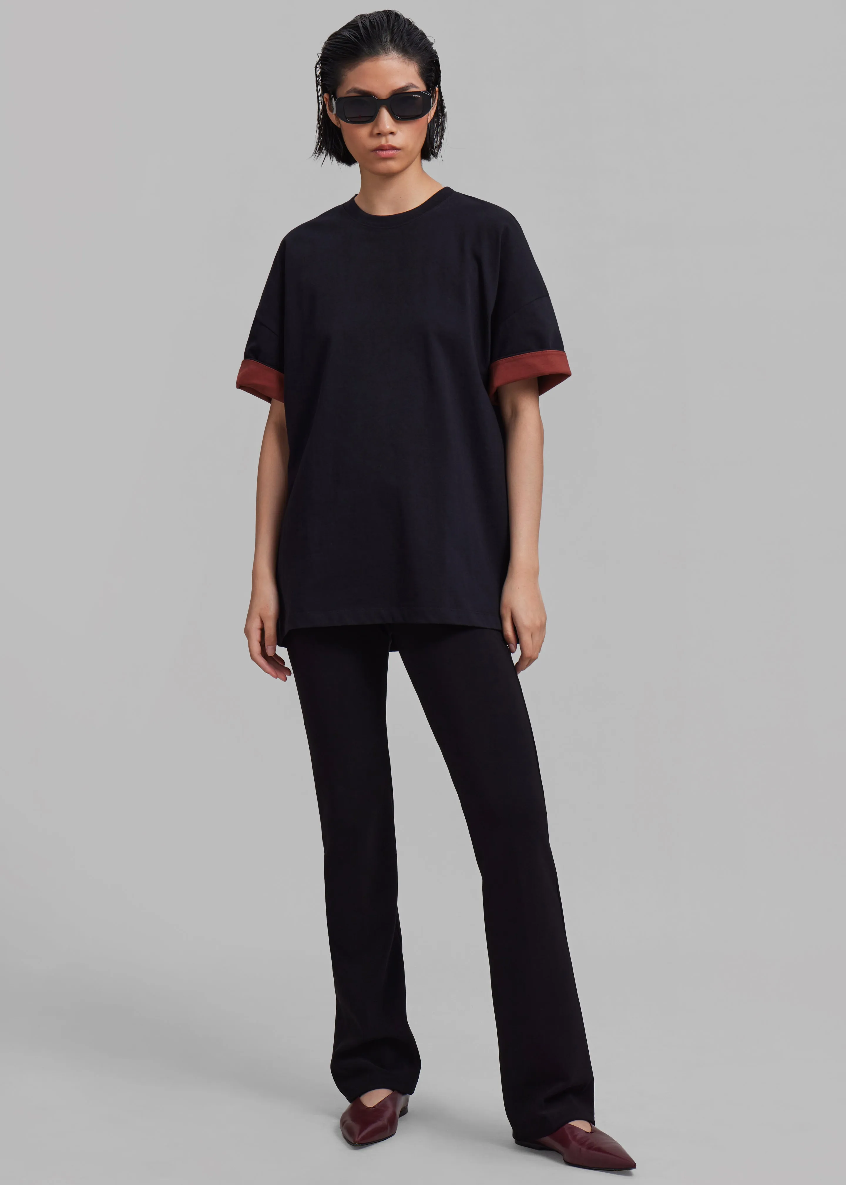 Mani Roll Up Sleeve Tee - Black/Red sold by Frankie Shop