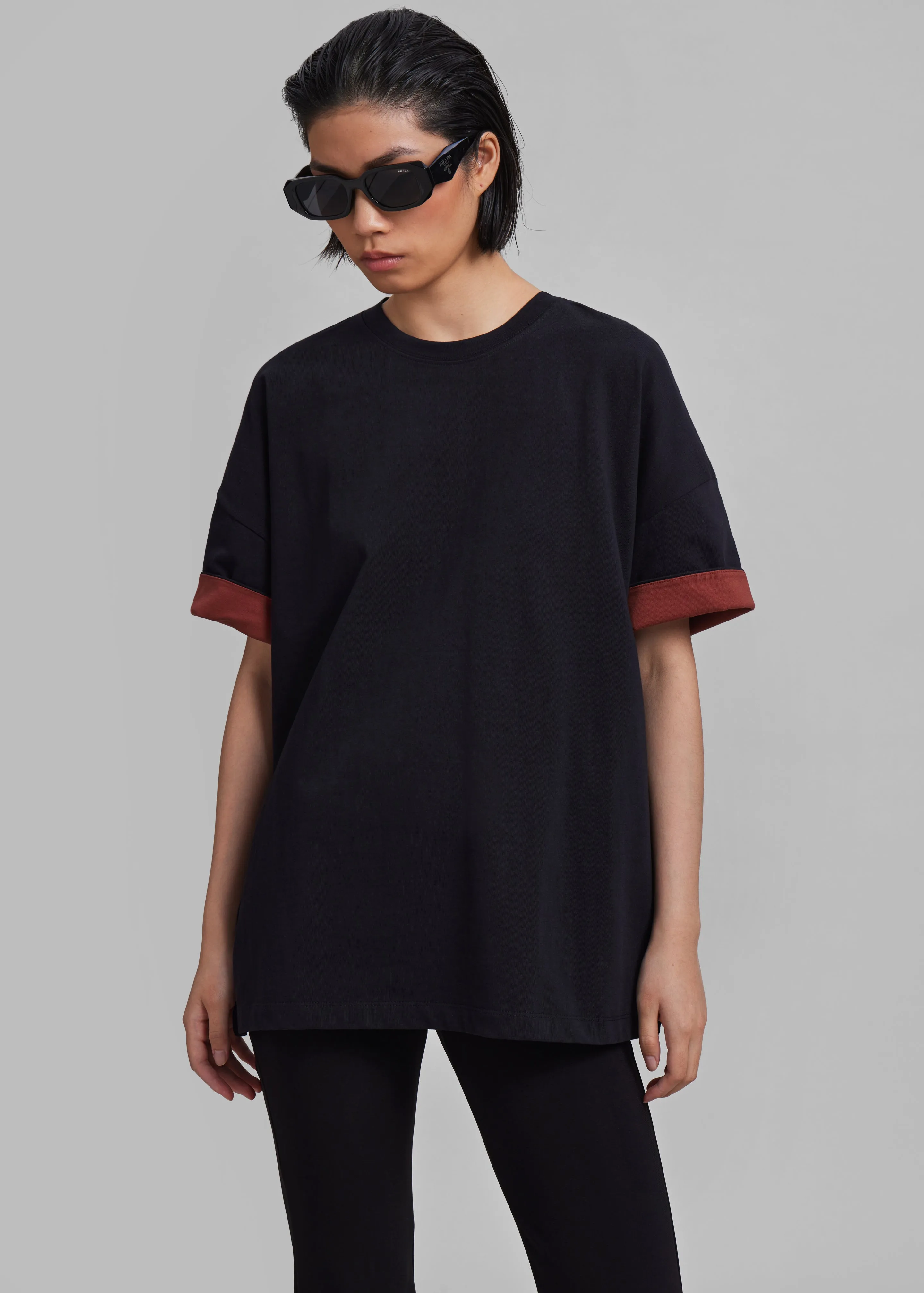 Mani Roll Up Sleeve Tee - Black/Red sold by Frankie Shop product image thumbnail 2