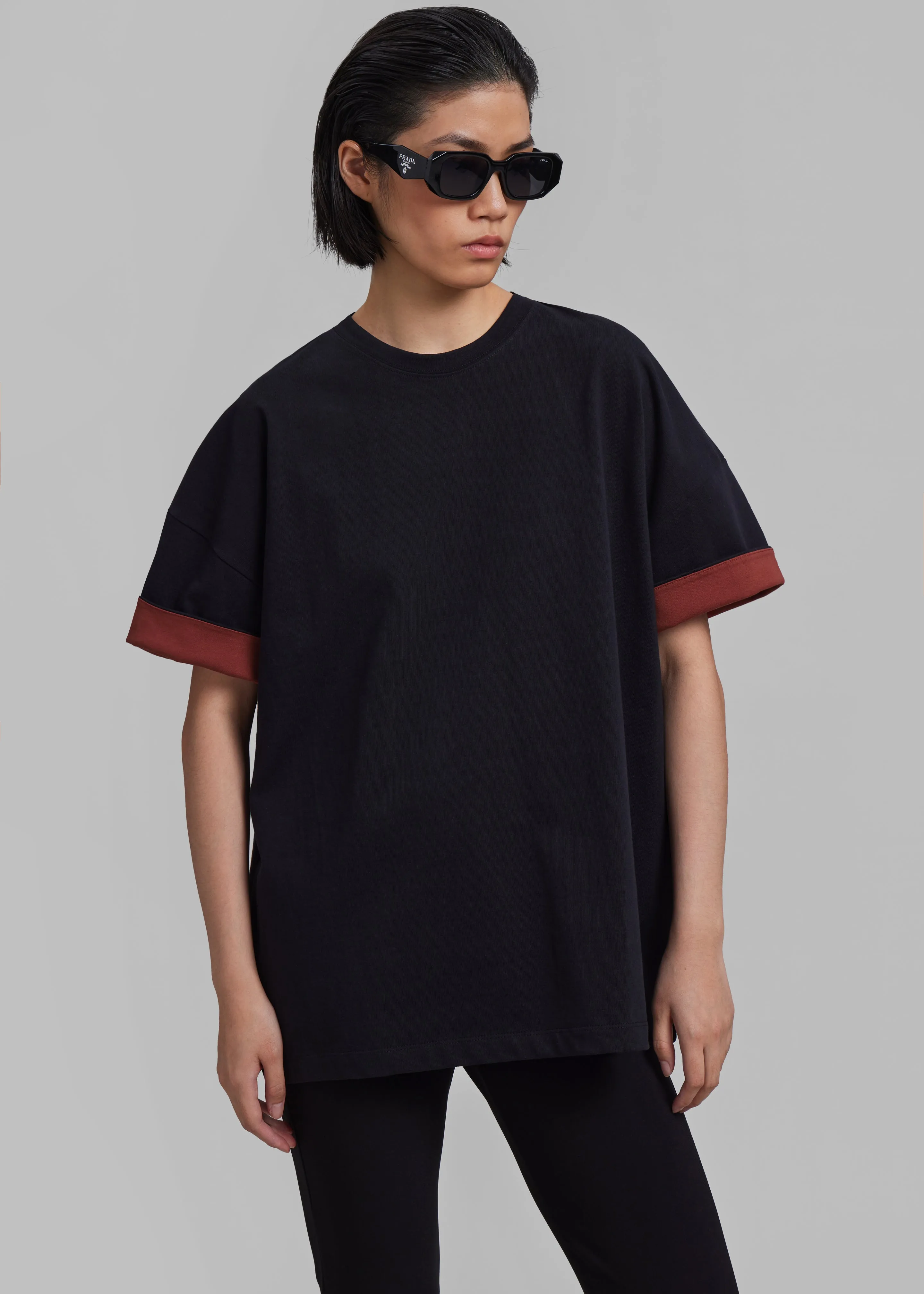 Mani Roll Up Sleeve Tee - Black/Red sold by Frankie Shop product image thumbnail 4