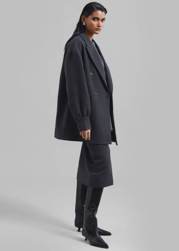 The Garment Porto Jacket - Pinstriped Grey Melange sold by Frankie Shop